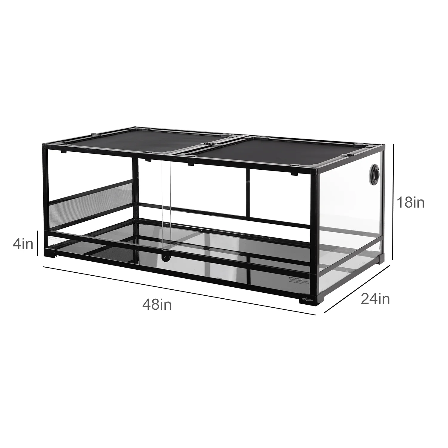 REPTIZOO Extra-Low Full Tempered Glass Reptile Terrarium-47.2 x 23.6 x 17.7 inches