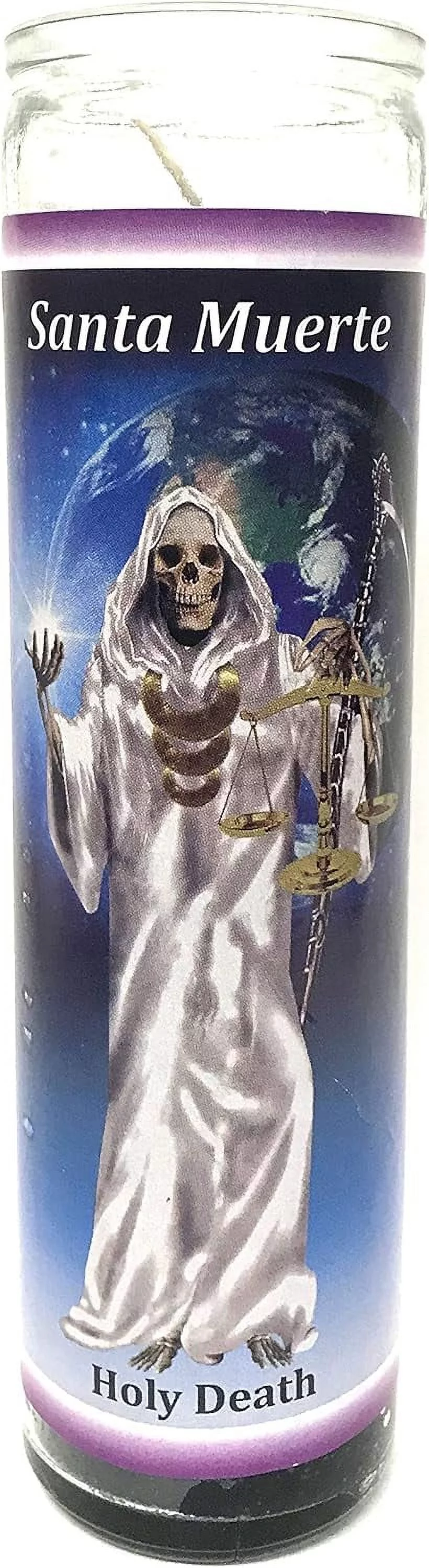 Santa Muerte Unscented Glass Prayer Candles, 8