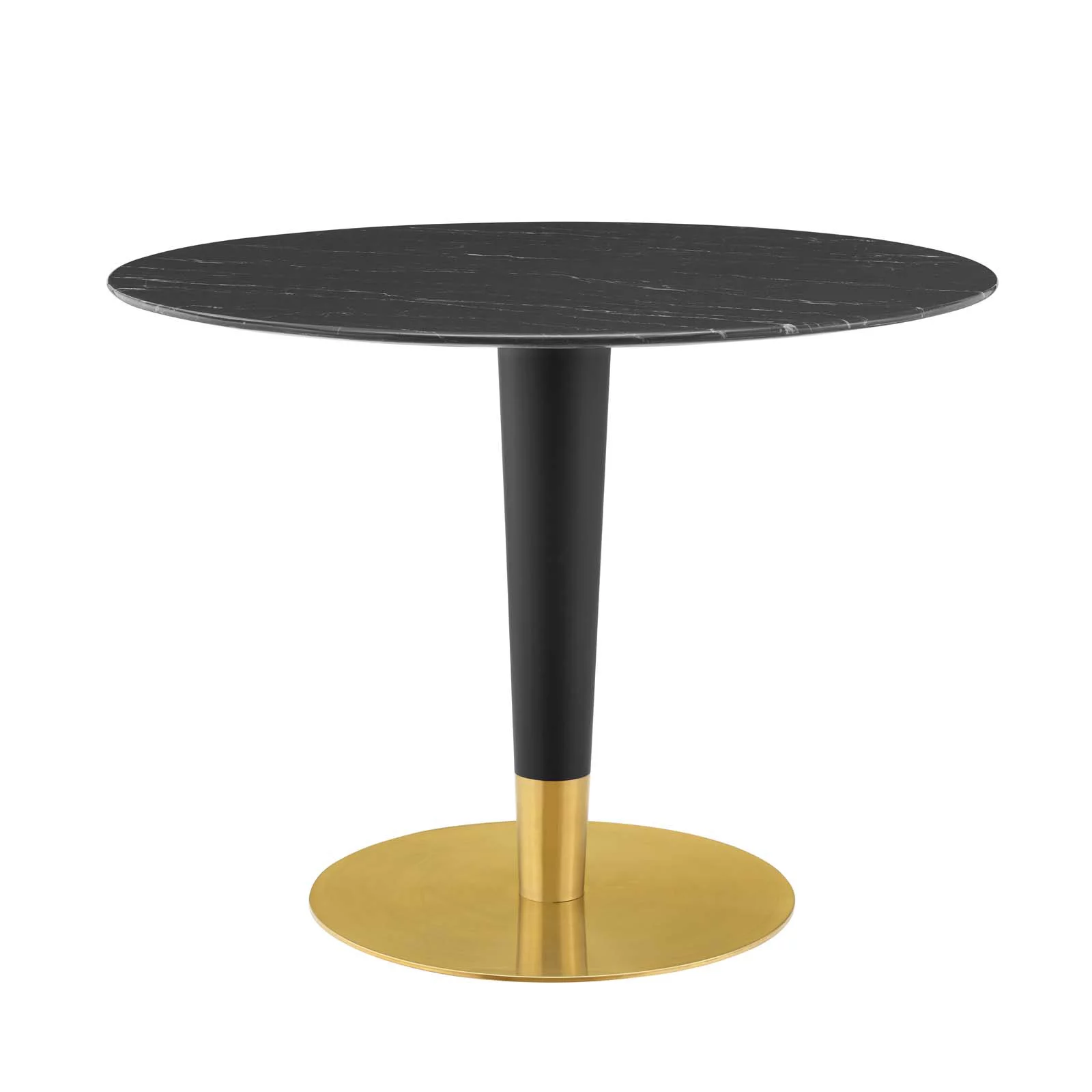Dining Table, Round, Artificial Marble, Metal Steel, Gold Black, Modern Contemporary Urban Design, Kitchen Room Cafe Bistro Restaurant Hospitality