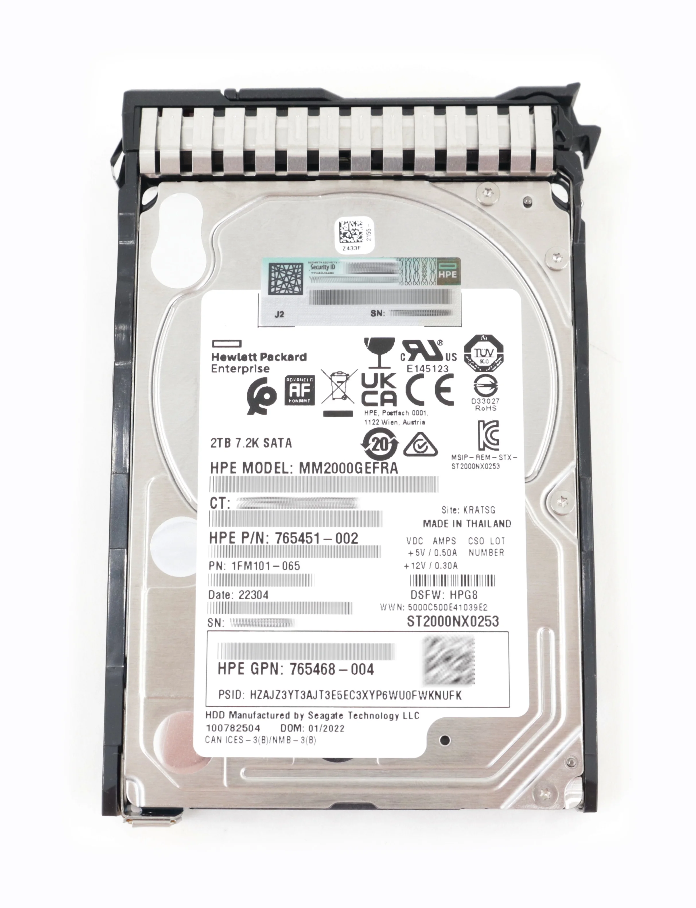 HP Seagate 2TB MM2000GEFRA ST2000NX0253 SATA 7.2K 2.5