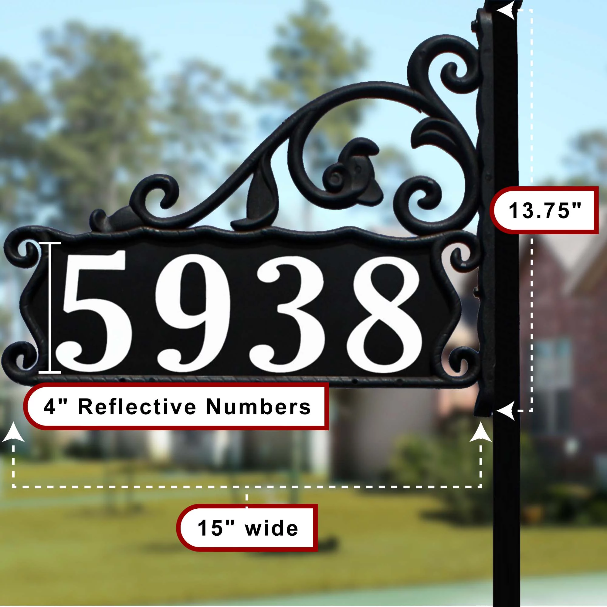 Address America USA Handcrafted, Double-Sided Reflective Boardwalk Address Sign - 58