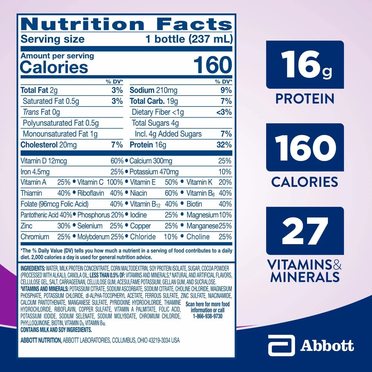 Ensure High Protein Nutrition Shake Milk Chocolate 8 fl oz -- 6 Bottles