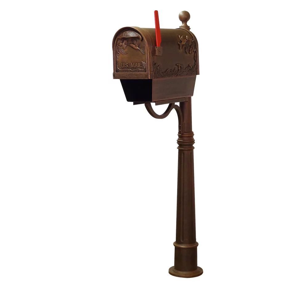 Special Lite Products Hummingbird Curbside Mailbox with Newspaper Tube and Ashland Mailbox Post