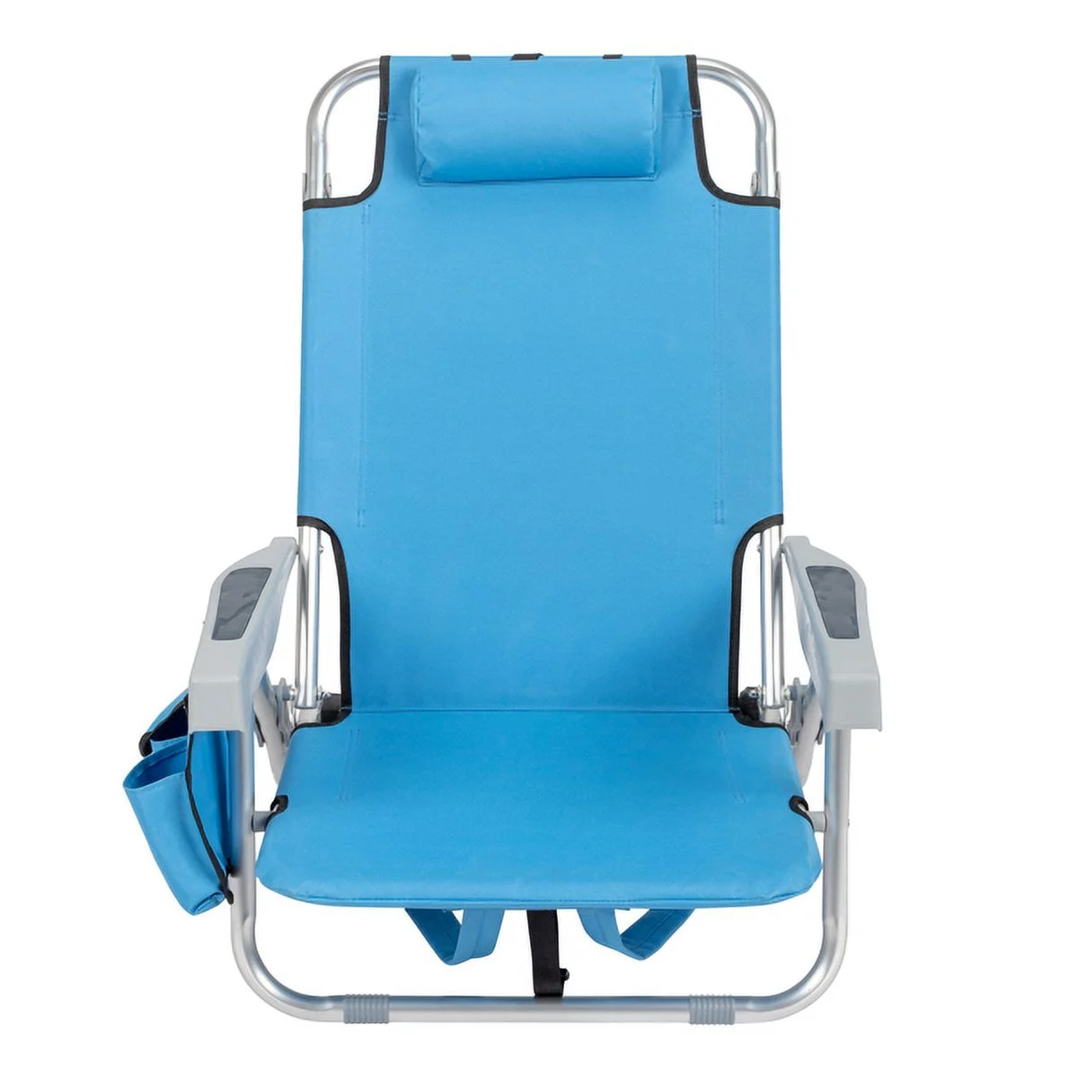 Burufy 63*65*82cm Short Oxford Cloth Silver White Aluminum Tube Bearing 100kg Beach Chair Blue