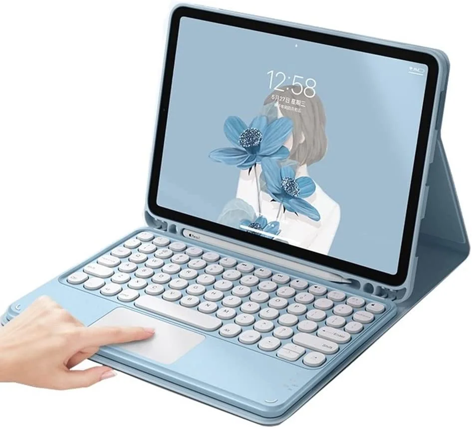 REQO 2022 New iPad Pro 12.9 inch 6th 5th 4th 3rd Generation Keyboard Case with Touchpad Cute Round Key Color Keyboard iPad 12.9