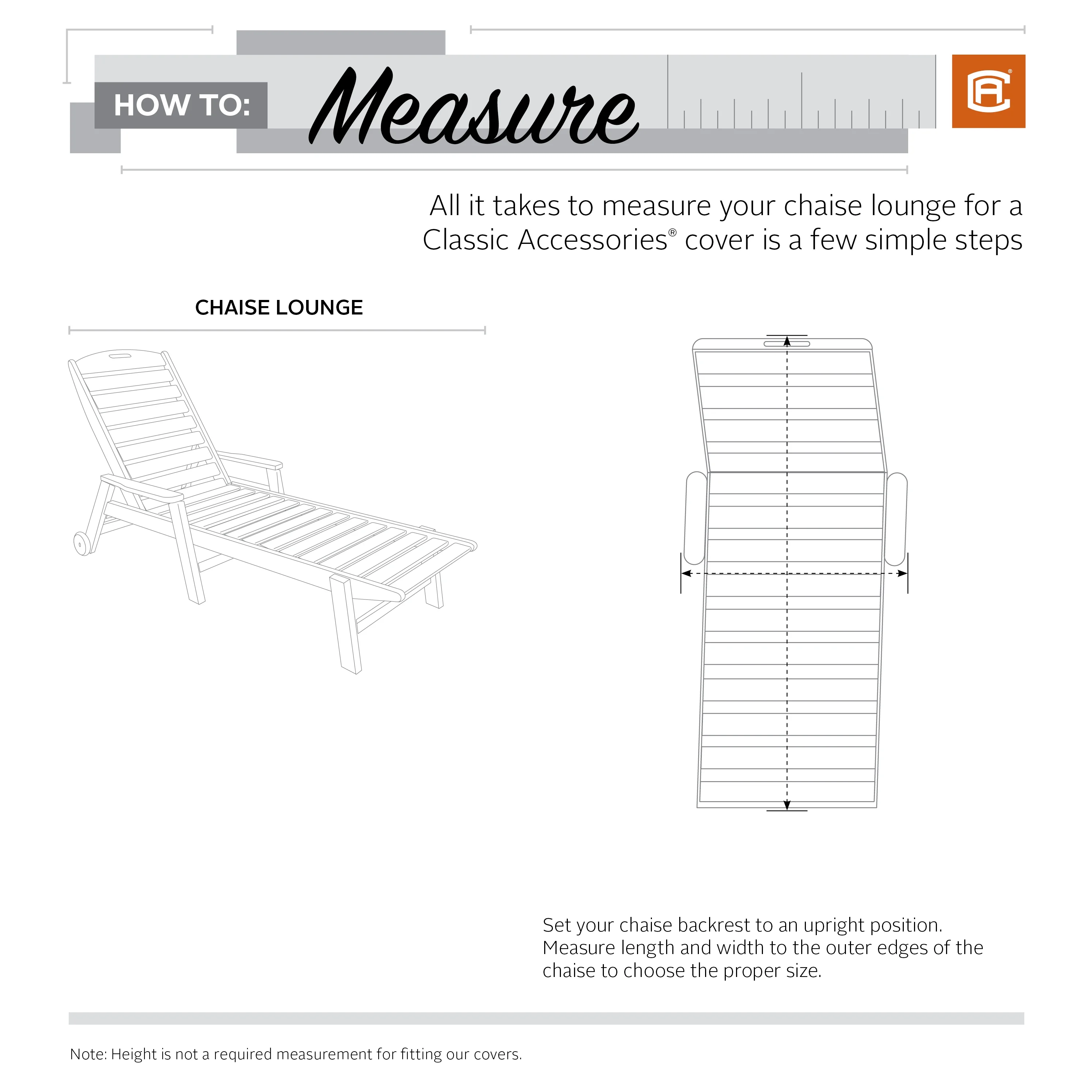 Classic Accessories Madrona Waterproof 78 Inch Patio Day Chaise Lounge Cover