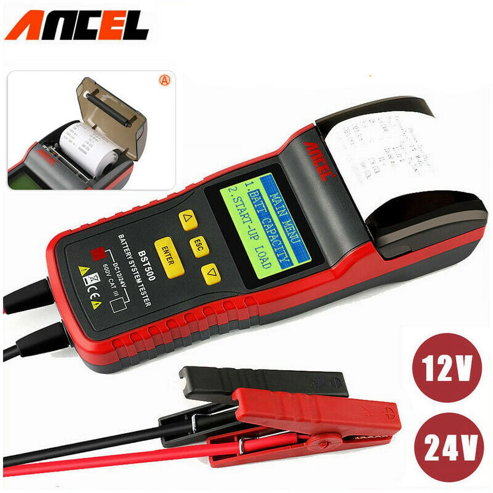 ANCEL BST500 12V&24V Car Battery Charging Tester Analyzer With Printer Heavy Duty Truck Car Battery Test Auto Diagnostic tool