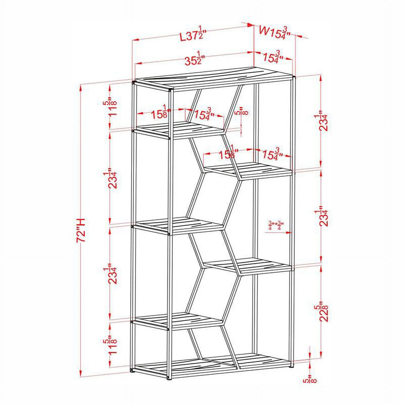 Furniture of America Hopple Metal 7-Shelf Bookcase in Chrome and White