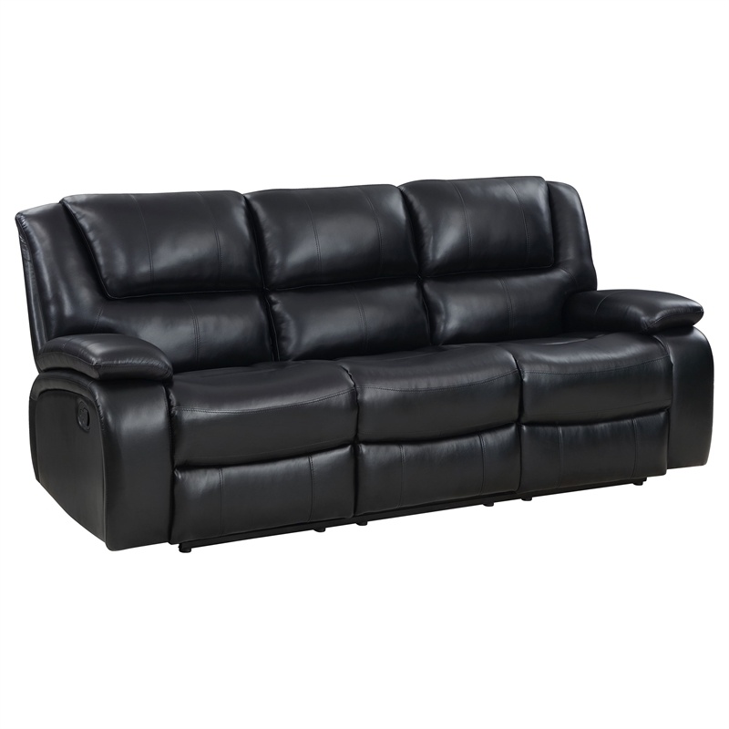 Pemberly Row 2-piece Faux Leather Upholstered Motion Reclining Sofa Set Black