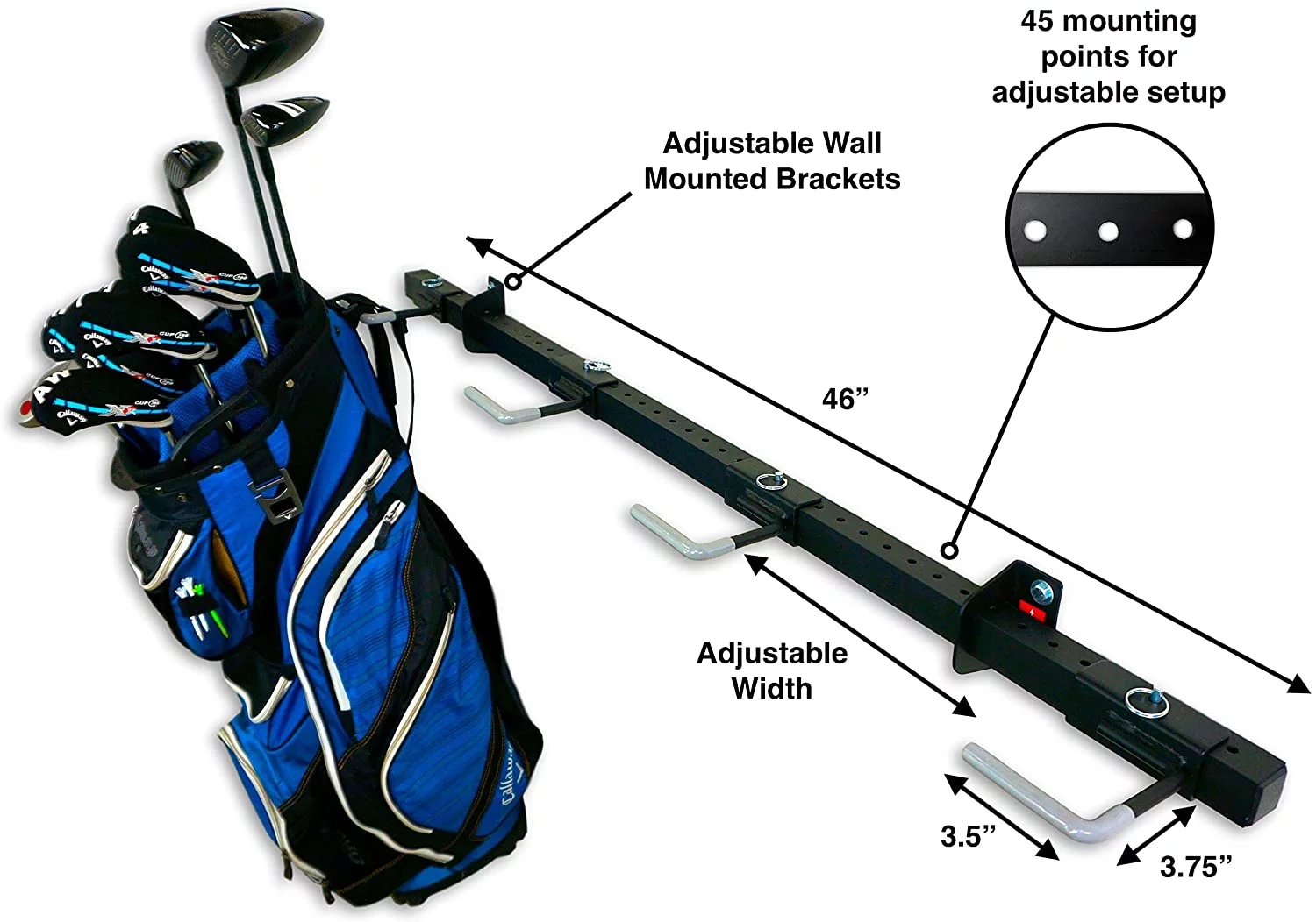 StoreYourBoard Golf Club Organizer, Garage Storage Rack, Adjustable Wall Mounted Hanger, Golf Bags and Accessories