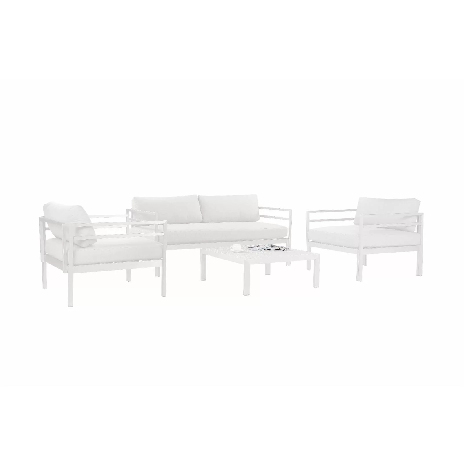 Pangea Home Cold 4 Piece Aluminum Sofa Conversation Set