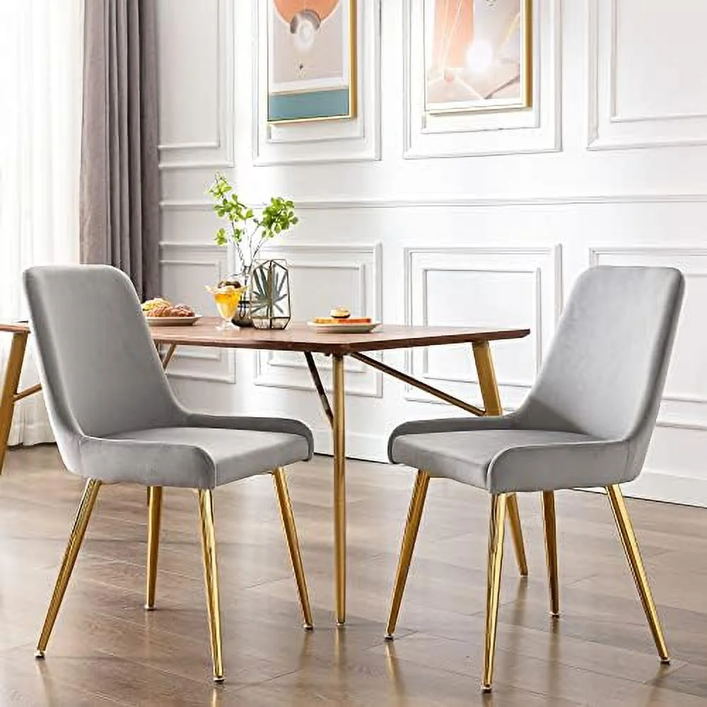 TJUNBOLIFE Modern Dining Chairs Velvet Upholstered Accent Chairs Contemporary Kitchen Side Chair Shiny Gold Legs   Cream  Dining Chairs