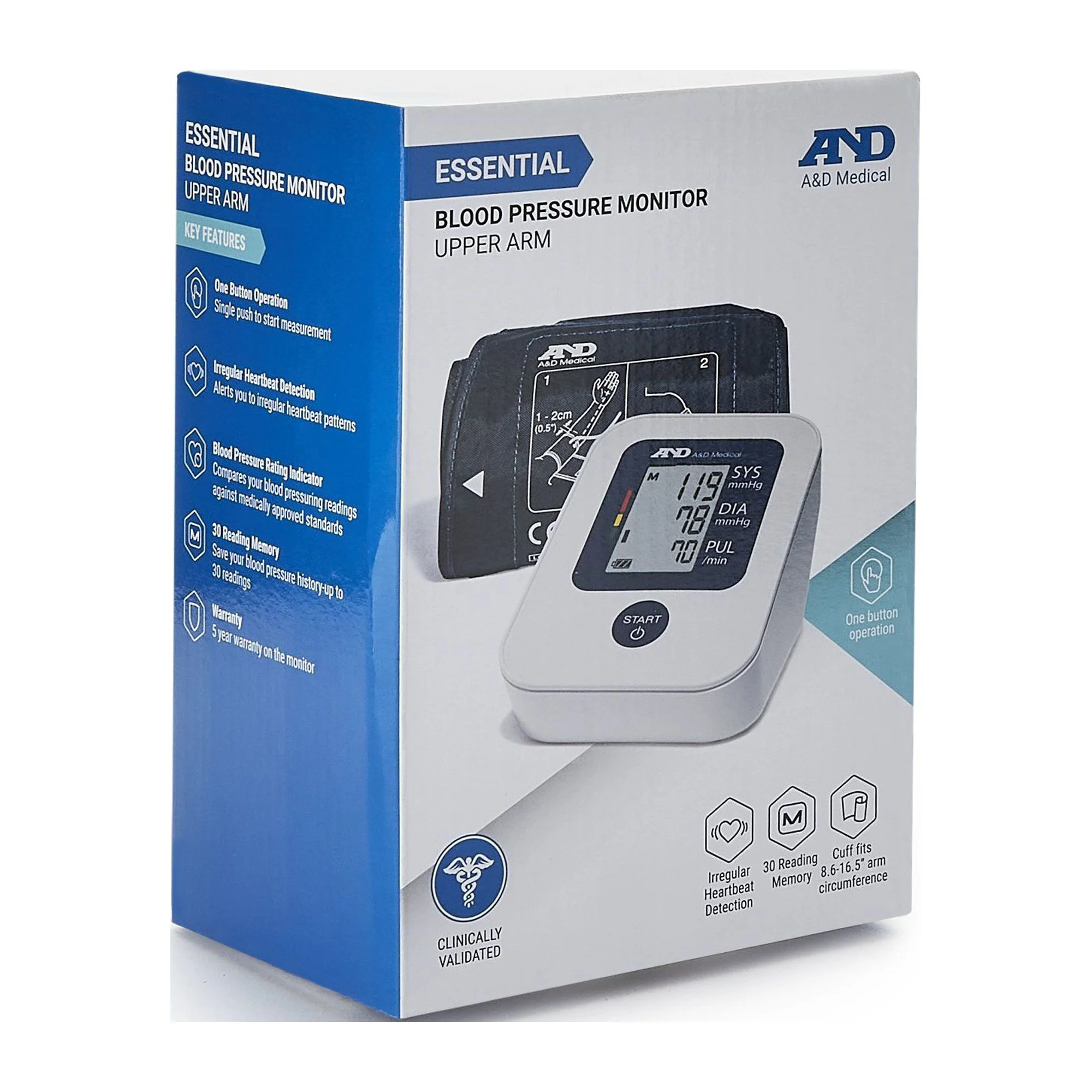 A&D Medical Essential Wide Range Cuff Blood Pressure Monitor (EA/1)