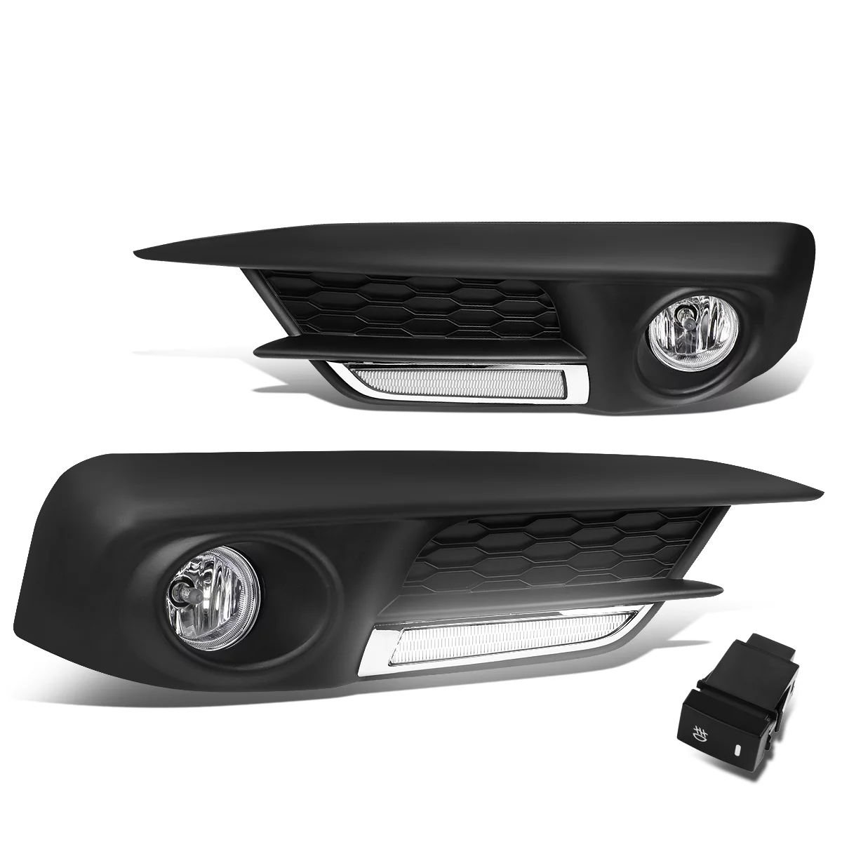 DNA Motoring FL-ZTL-248-CH For 2016 to 2017 Honda Civic Sedan/Coupe Pair Bumper Driving LED DRL Fog Light Lamp+Switch Clear Lens