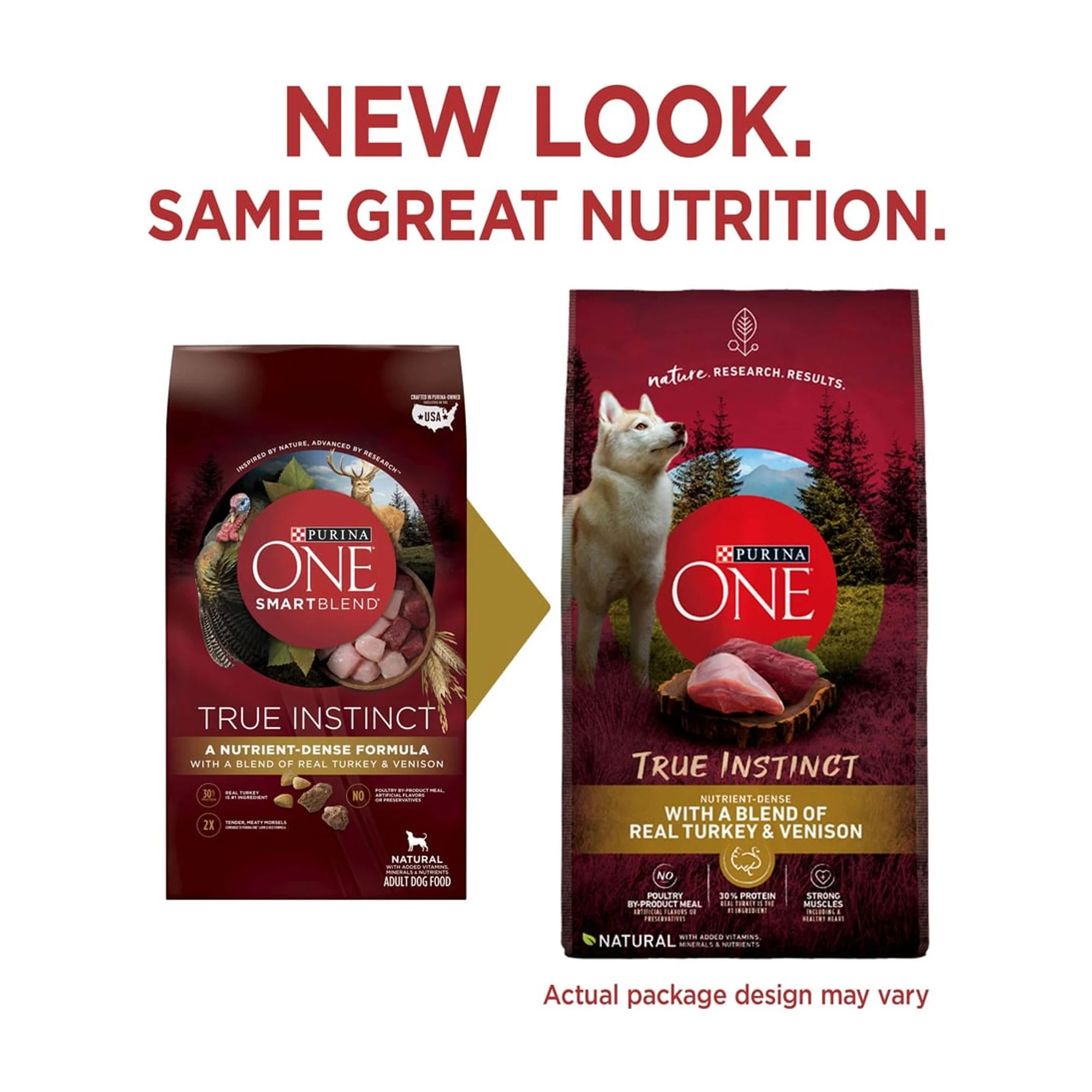 Purina ONE True Instinct With A Blend Of Real Turkey and Venison Dry Dog Food - 7.4 lb. Bag (Pack of 48)