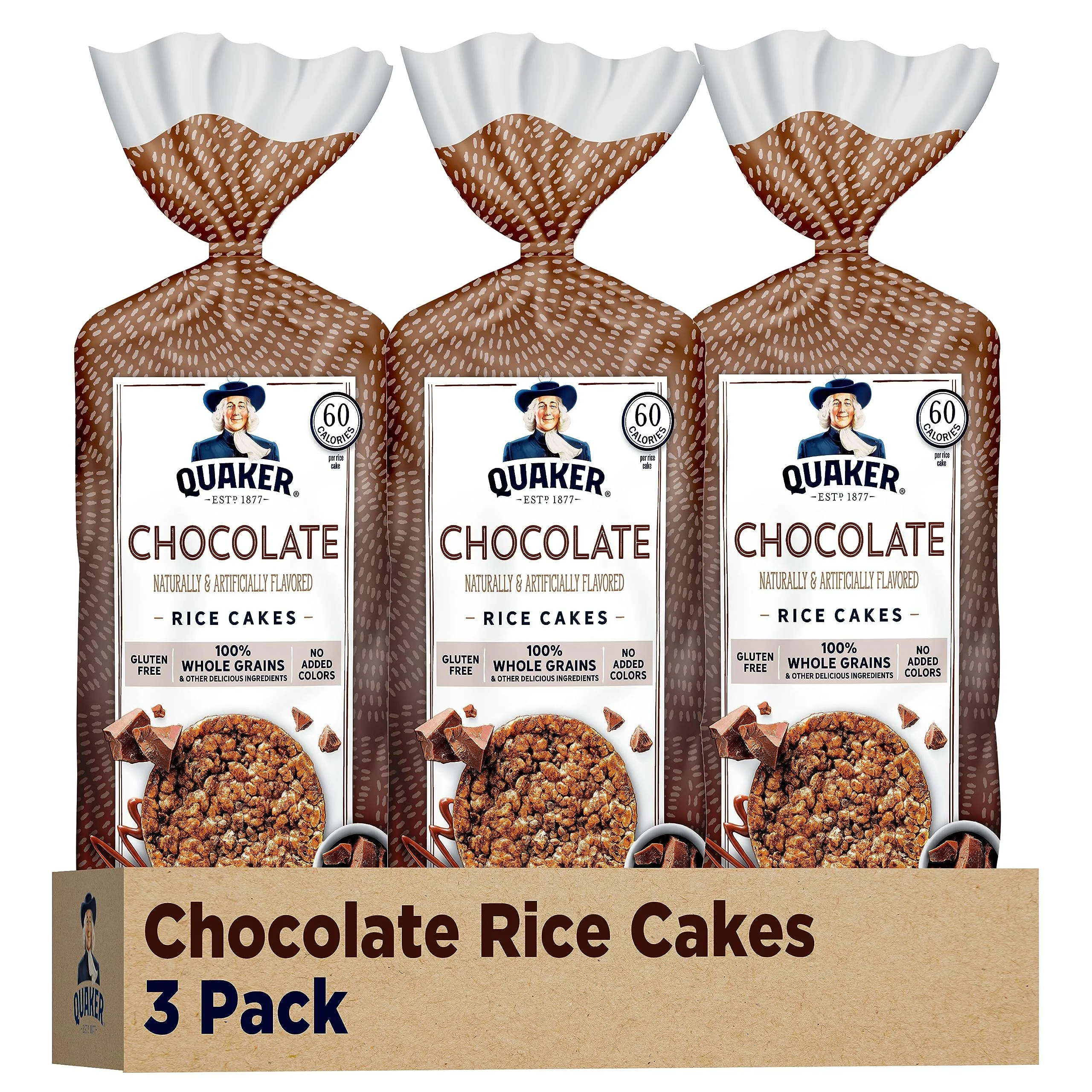Quaker Large Rice Cakes, Chocolate, Pack Of 3