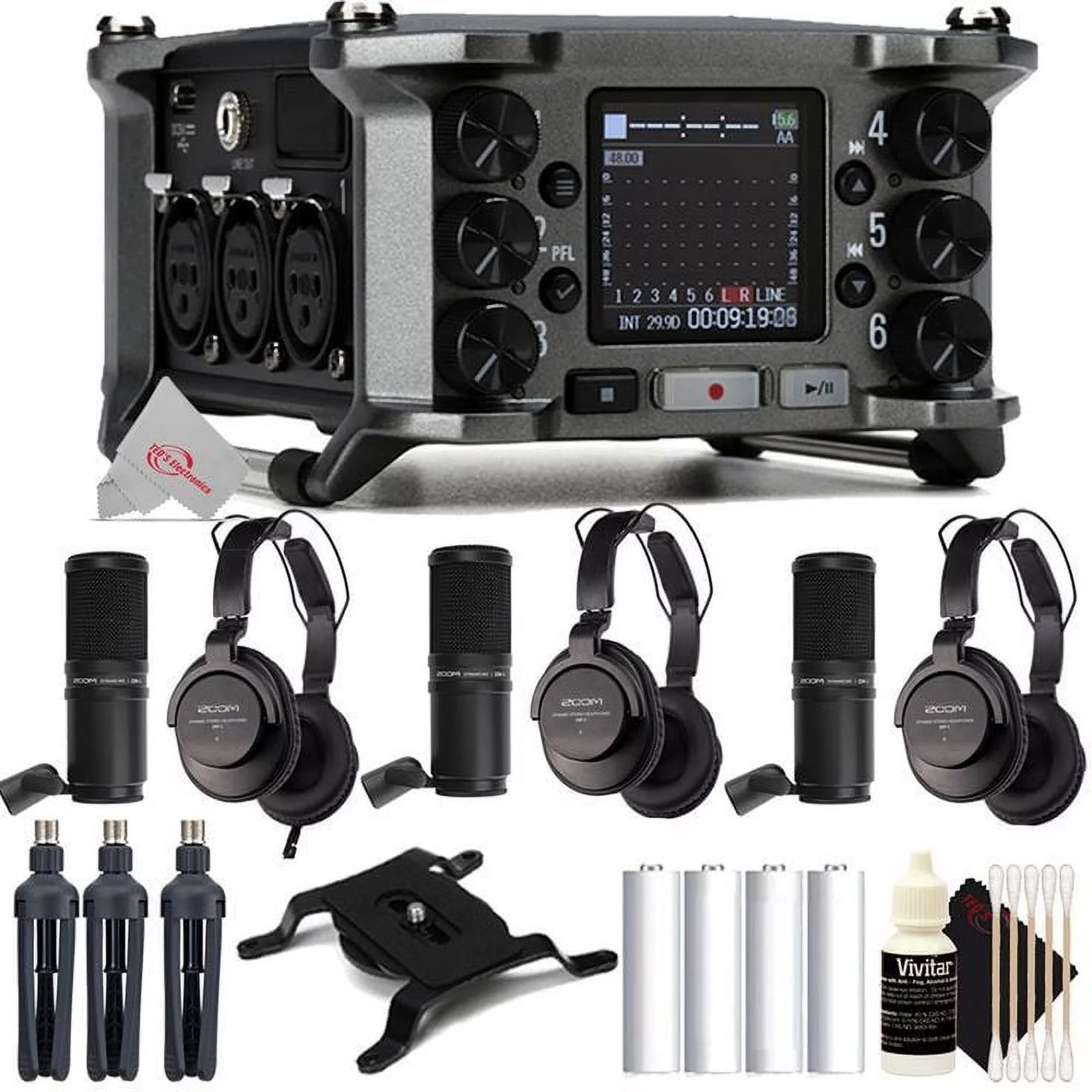 Zoom F6 6-Input / 14-Track Multi-Track Field Recorder with Three Podcast Mic Pack