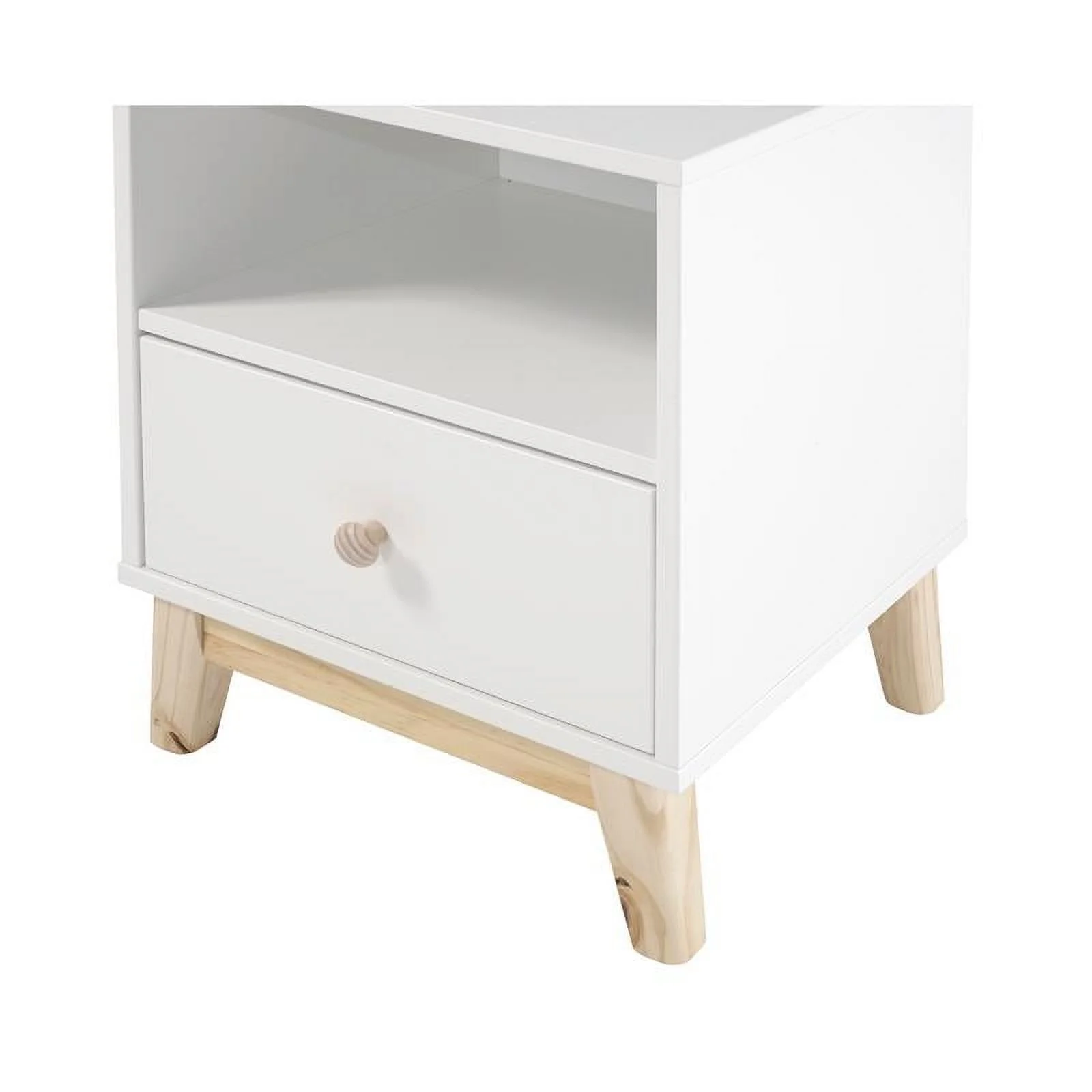 Home Square Wood One Drawer Nightstand in White Finish - Set of 2