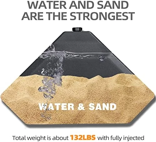 Umbrella Base 4-Piece Water & Sand Filled Weighted Base Outdoor Umbrella Base for Cantilever Offset Patio Umbrella, 132 Lbs, Black