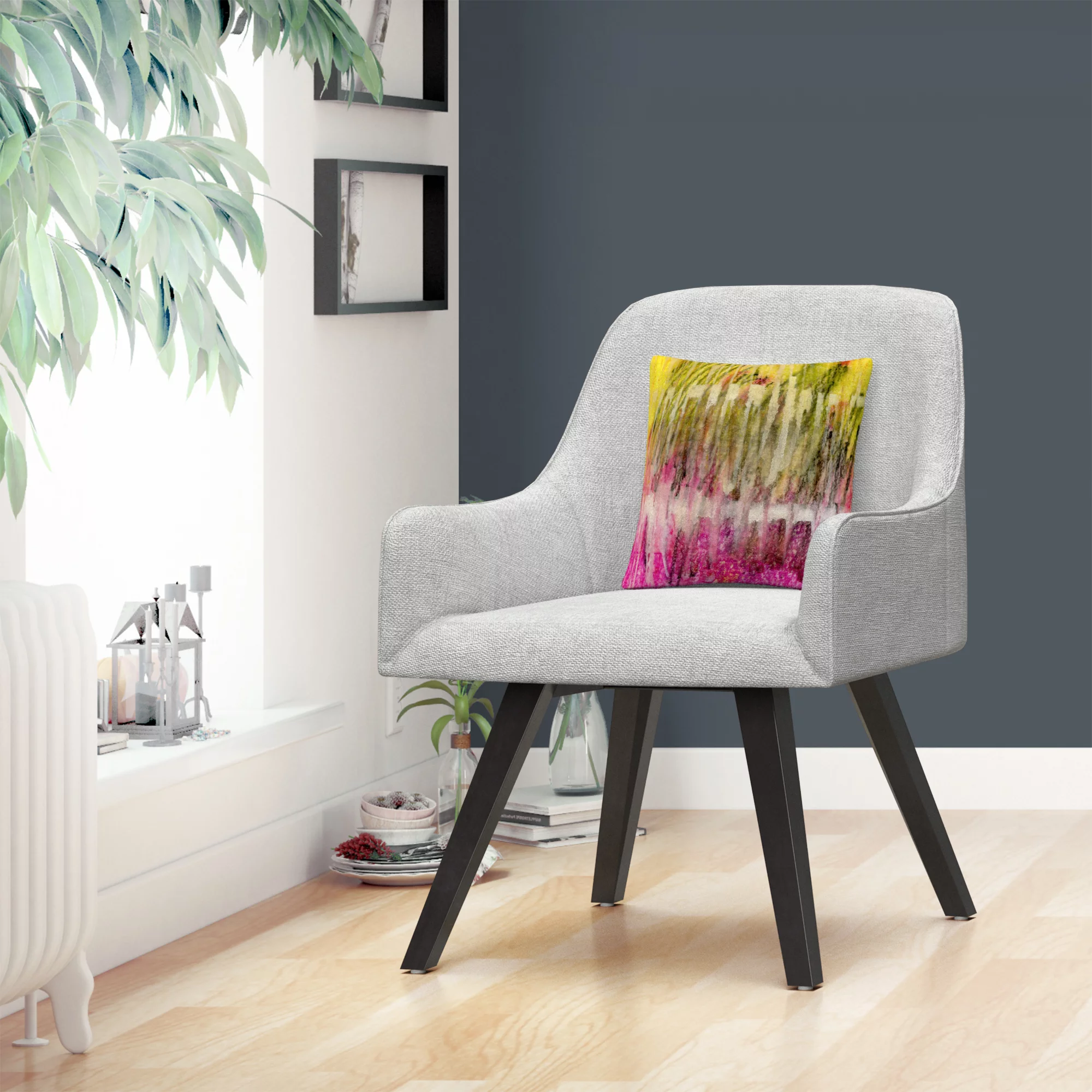 Glazed Kinetics' Colorful Shapes Line Composition By Anthony Sikich 16 X 16 Decorative Throw Pillow