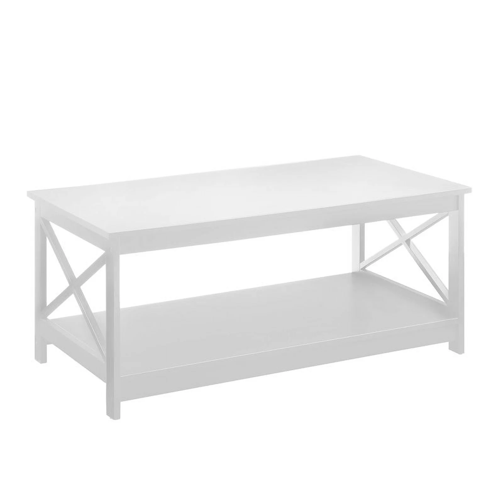 Pemberly Row Modern Coffee Table with Shelf in White Wood Finish