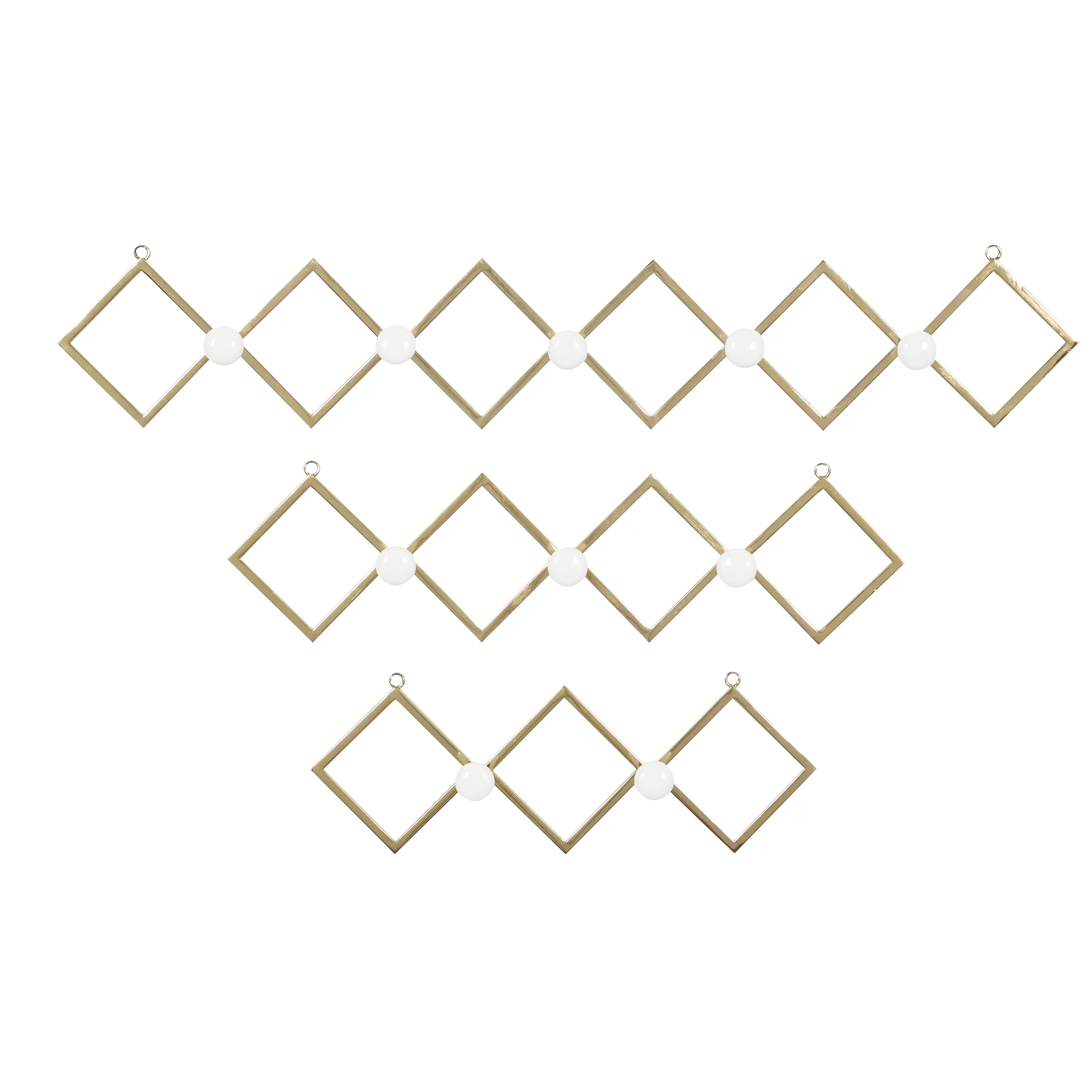 DecMode Indoor Gold Metal Glam Wall Hook, Set of 3