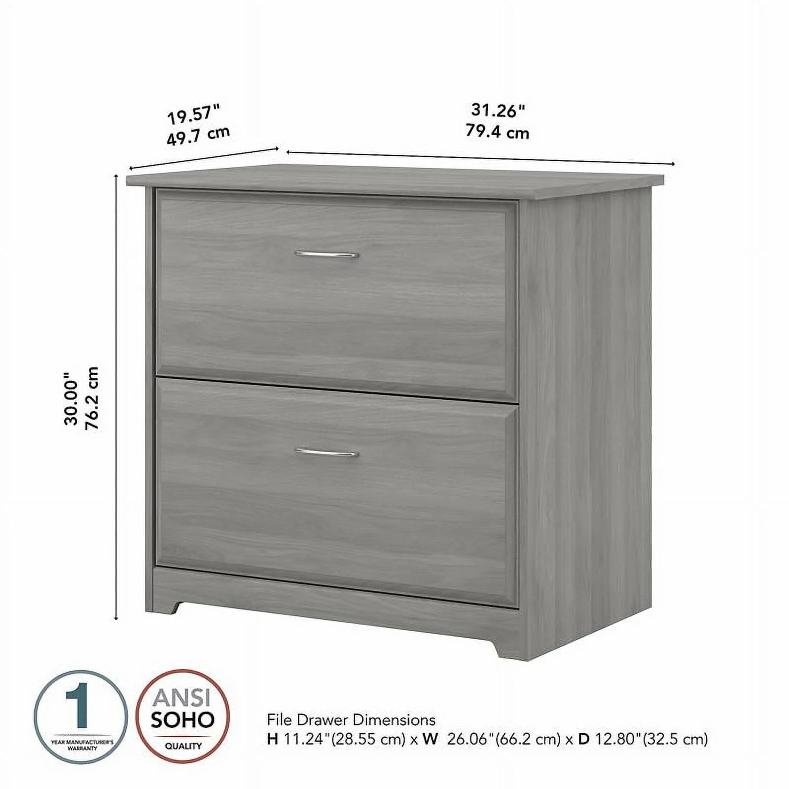 Home Square 2 Piece Engineered Wood Filing Cabinet Set in Modern Gray