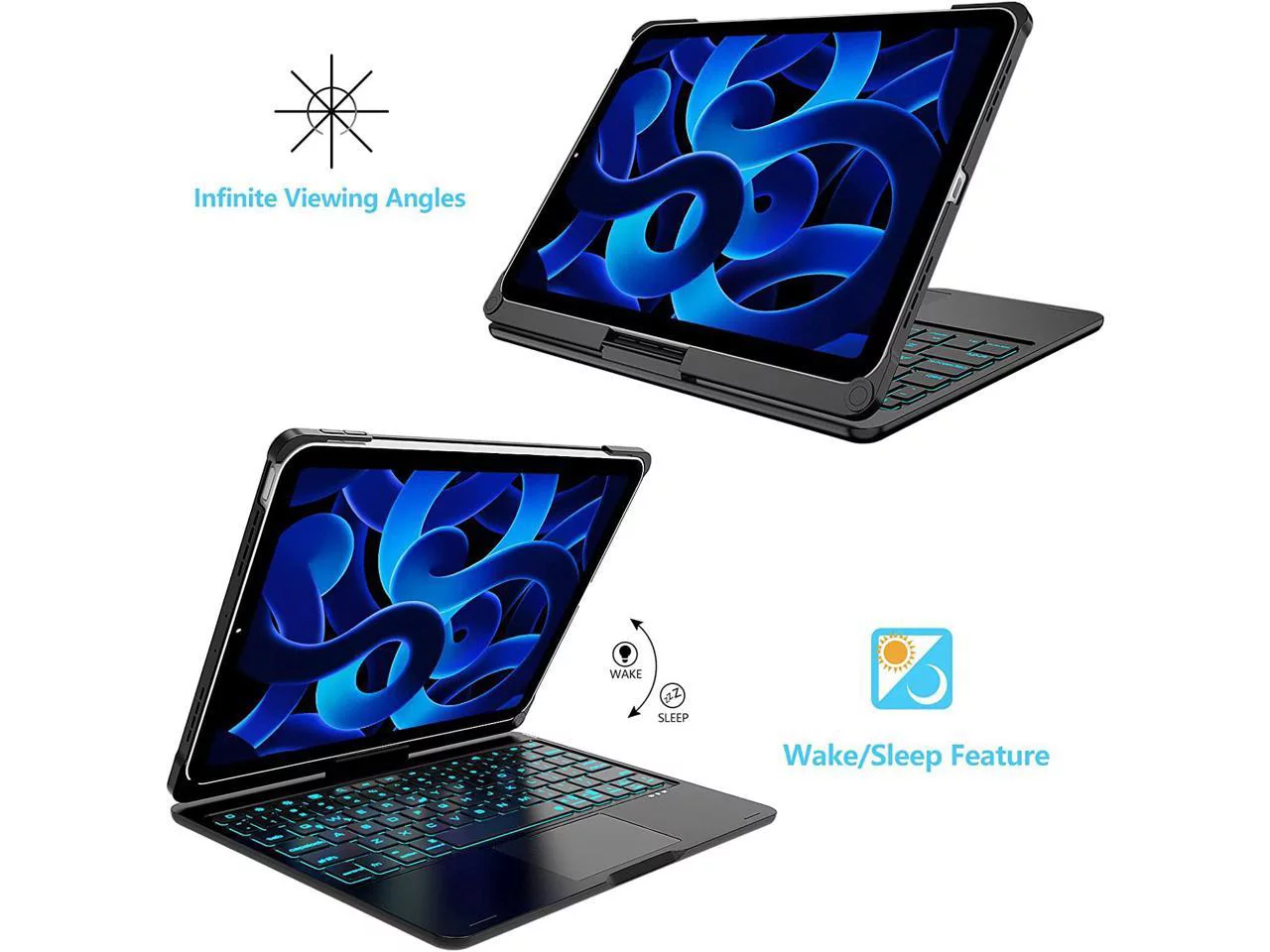 iPad 10th Generation 10.9 inch 2022 Case with Keyboard, Trackpad, Backlit, Rotatable - Touchpad iPad 10th Keyboard Case 10.9