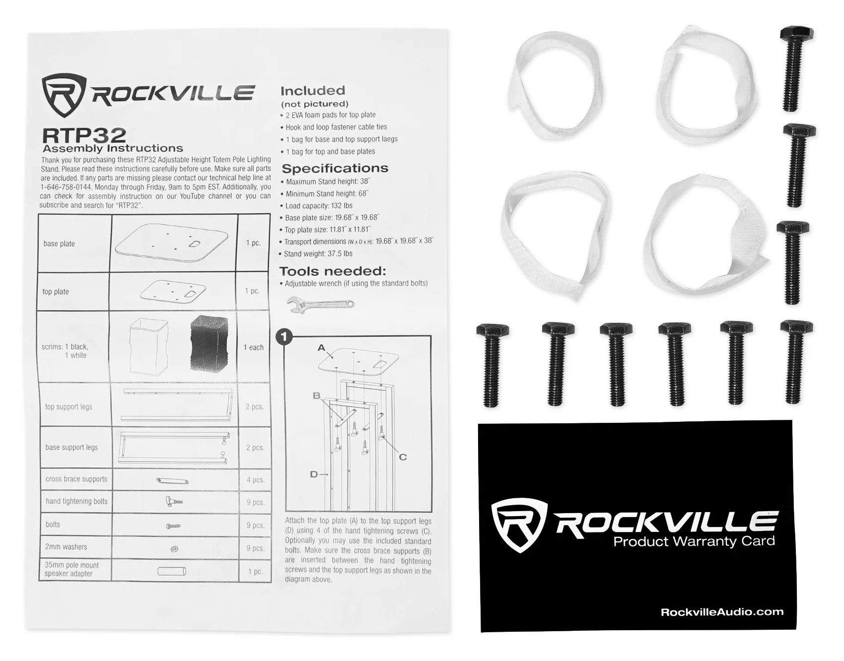 (2) Rockville Totem Stands+White 8
