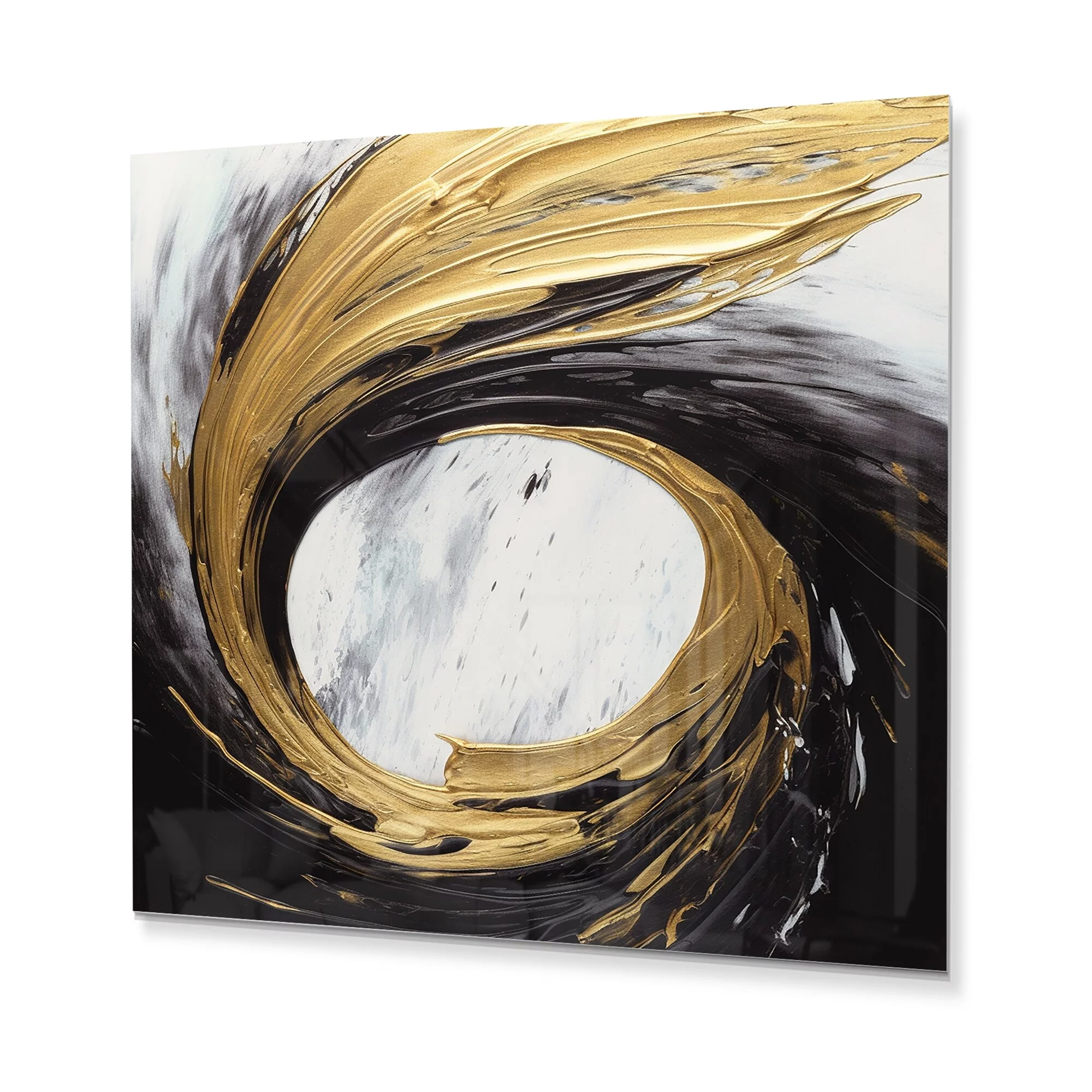 DESIGN ART Designart 'Golden Wave Reflections IV' Abstract Painting Metal Wall Art 36 in. wide x 36 in. high