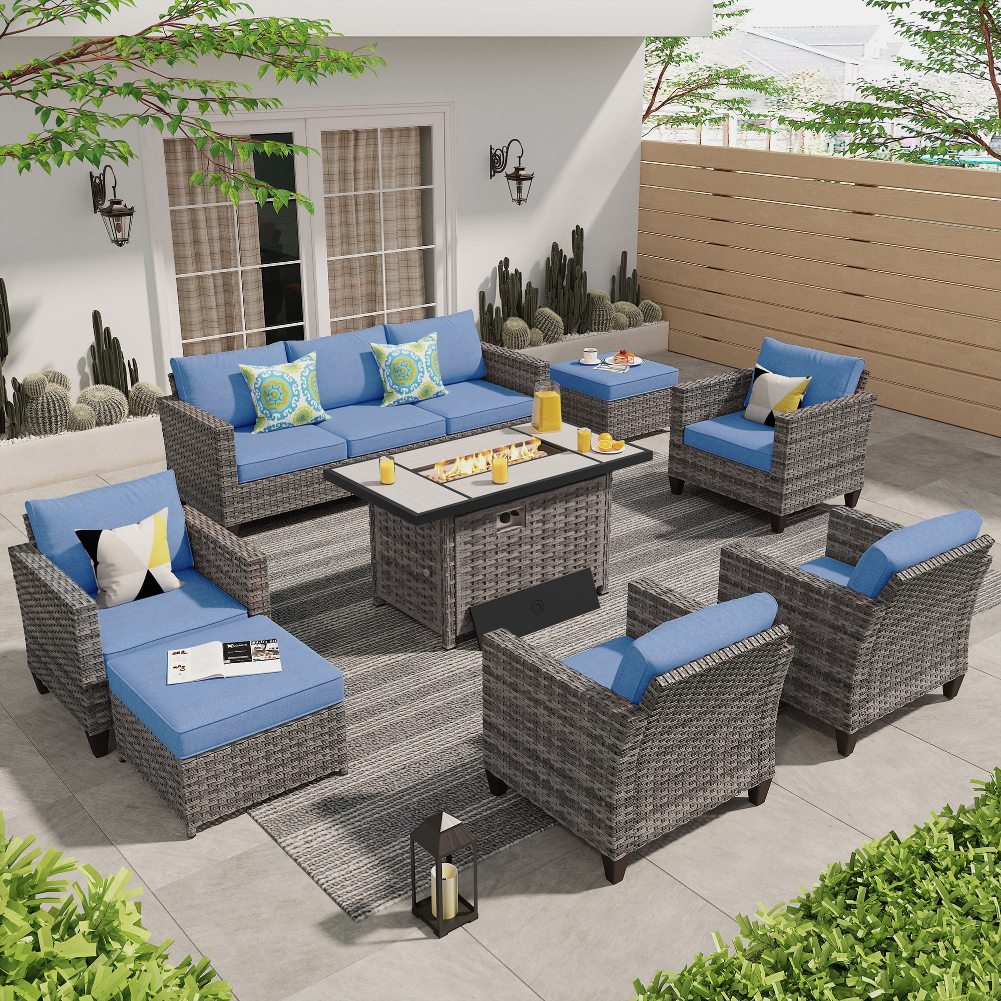Ovios 8 Pieces Outdoor Patio Furniture Set with 42