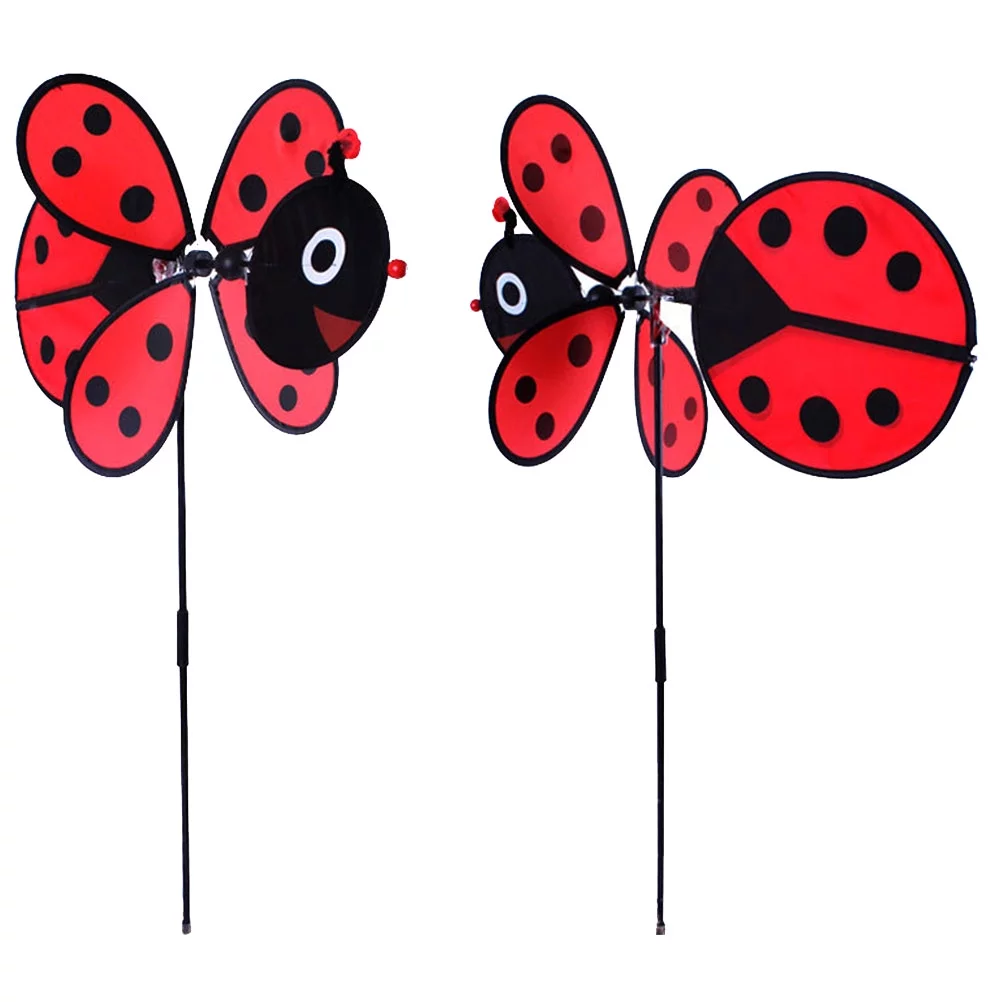 Etereauty Wind Windmill Garden Spinners Kids Pinwheels Lawn Toys Stake Favors Party Whirligigs Flower Ladybug Ornaments Pinwheel