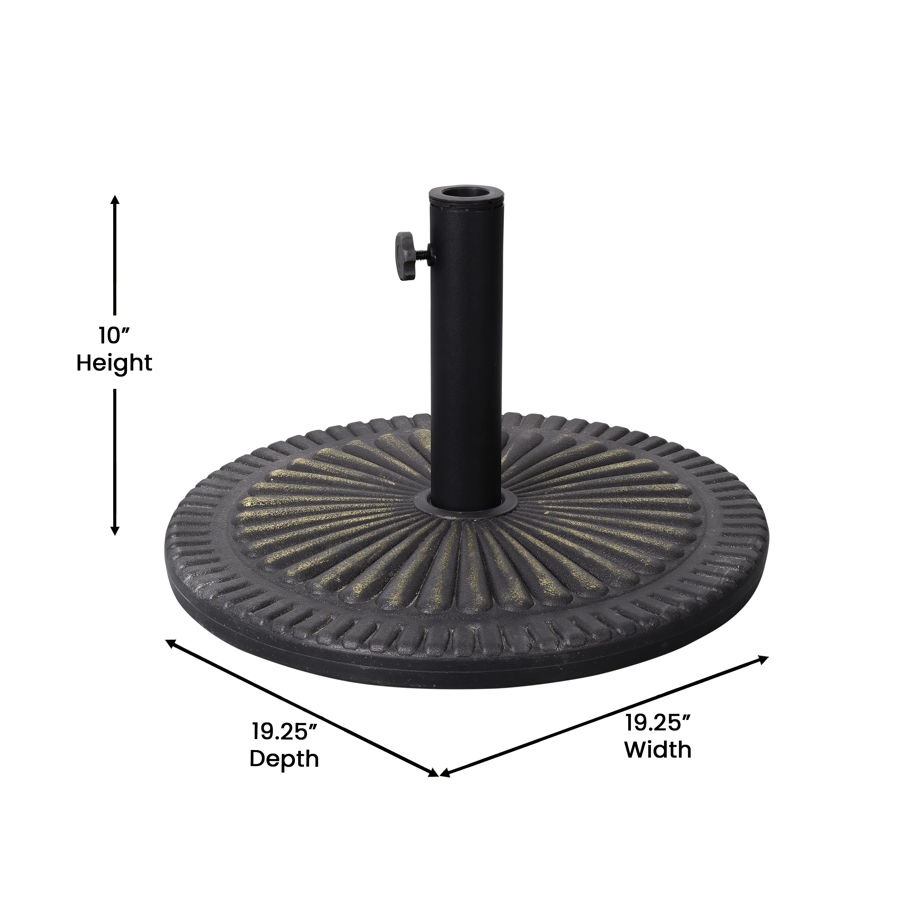 Flash Furniture Universal Bronze Cement Patio Umbrella Base with Sunburst Patterned Weatherproof Plastic Polymer Coating - 19.25