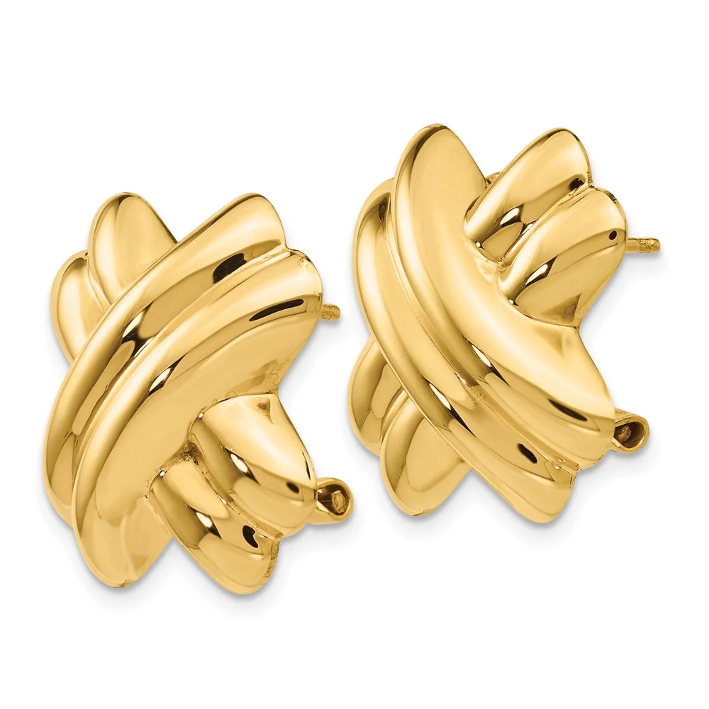 Primal Gold 14 Karat Yellow Gold Polished X Omega Back Post Earrings