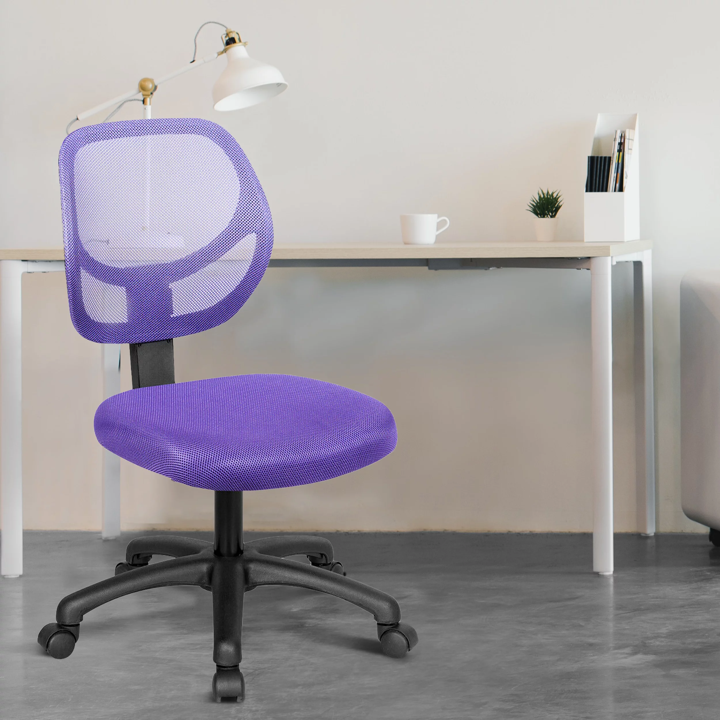 Low-back Computer Task Office Desk Chair with Swivel Casters-Purple