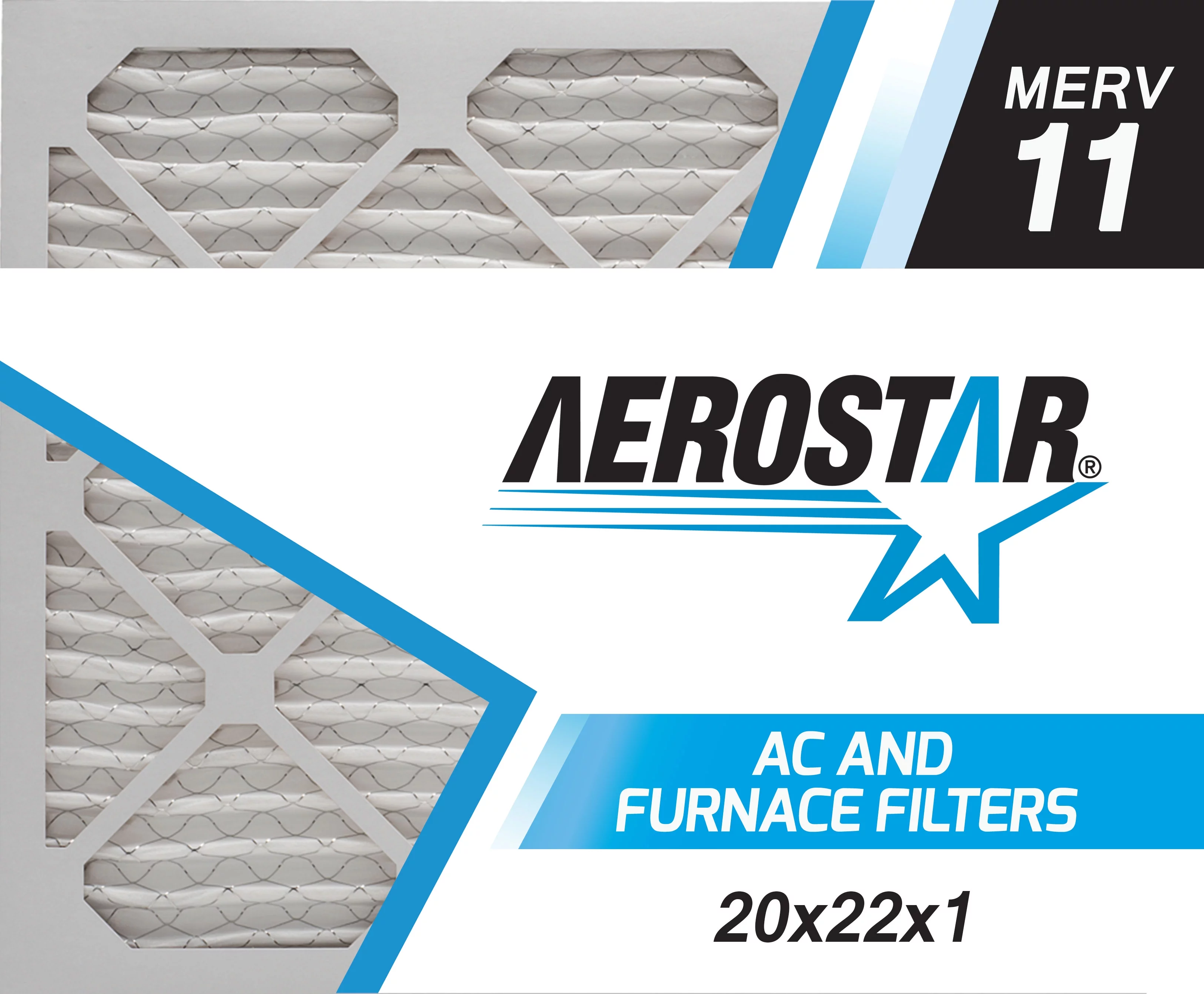 Aerostar 20x22x1 MERV  11, Pleated Air Filter, 20x22x1, Box of 4, Made in the USA