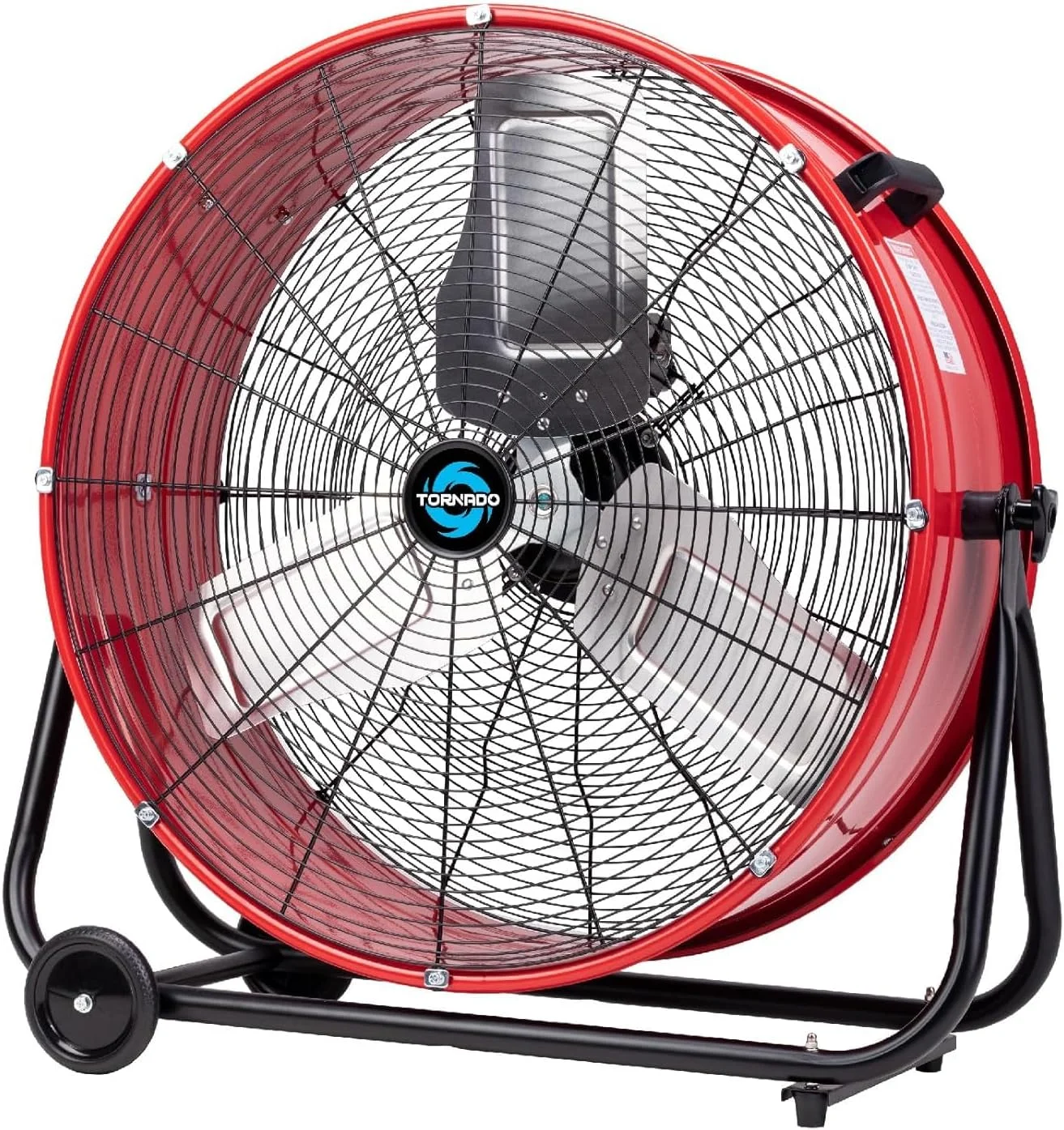 MINGFENG 24 Inch High Velocity Heavy Duty Tilt Metal Drum Fan Wide Version Red Commercial, Industrial Use 3 Speed 8800 CFM - 8 FT Cord UL Safety Listed