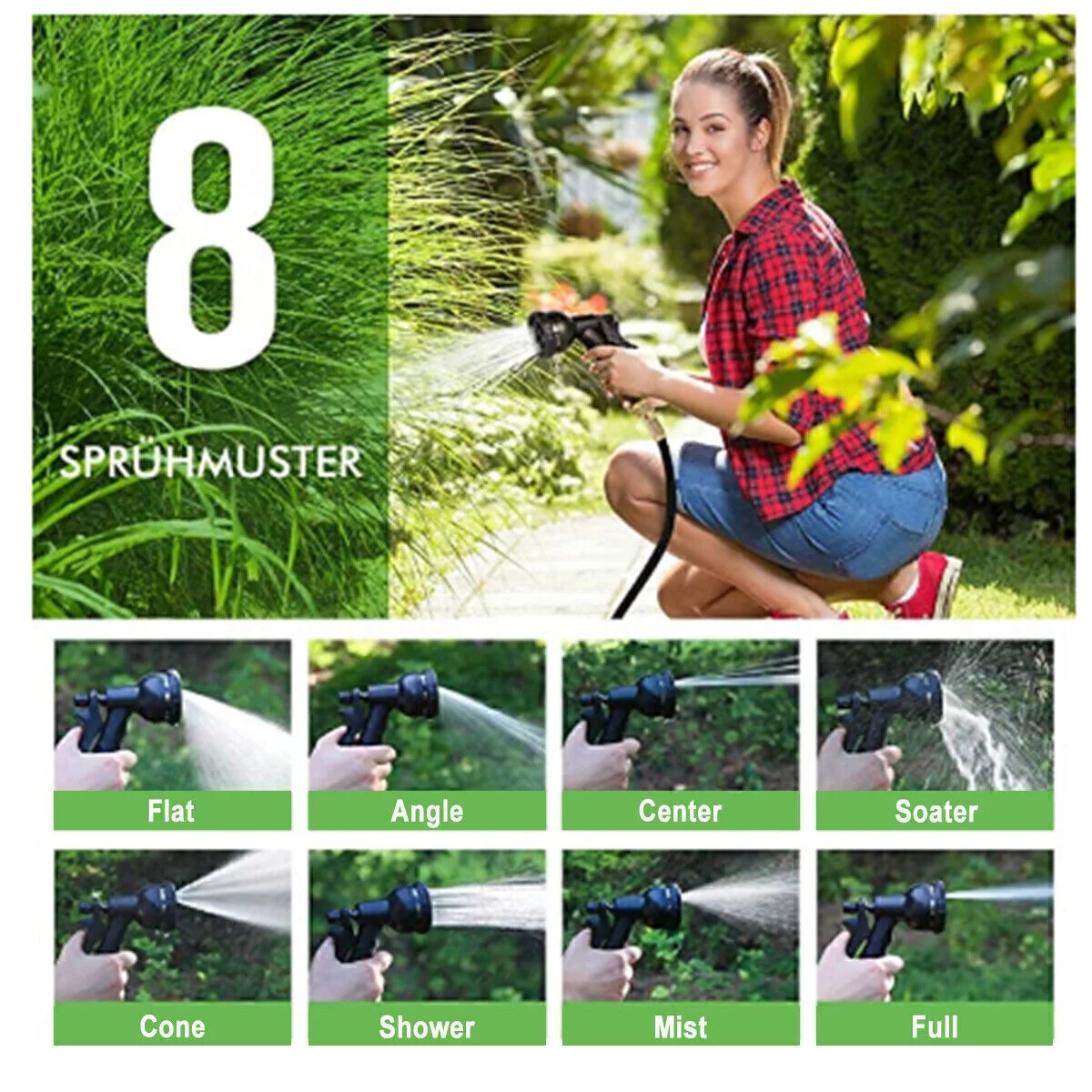 Scalable water pipe 100FT gray nozzle/black   Garden  water pipe flexible 4X stronger luxury expandable heavy-duty hose