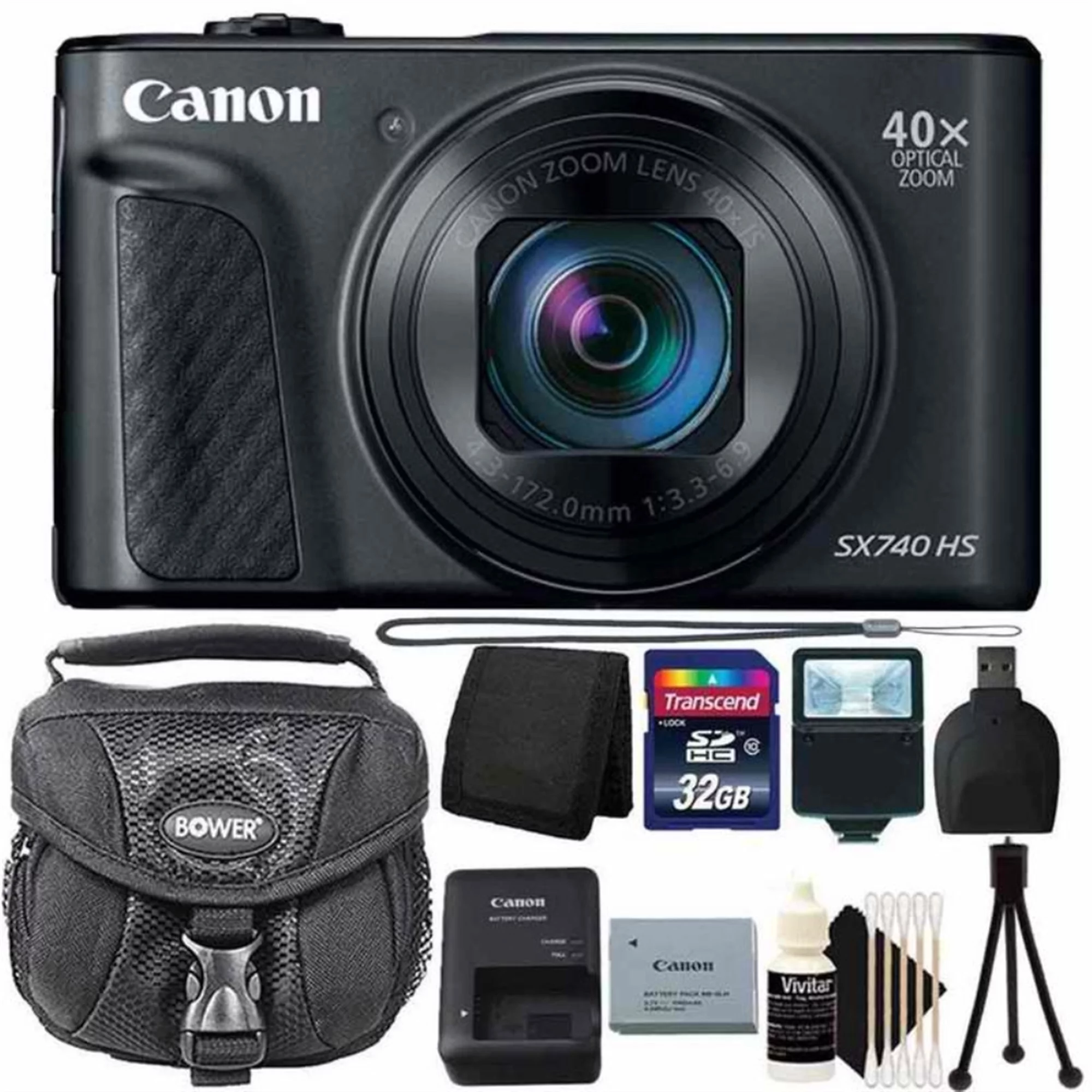 Canon PowerShot SX740 20.3MP Digital Camera Black with 32GB Deluxe Accessory Package