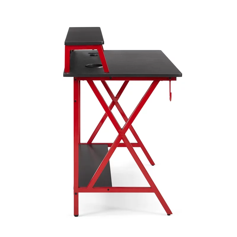 Linon Grayson LED Metal and Wood Gaming Desk in Black and Red