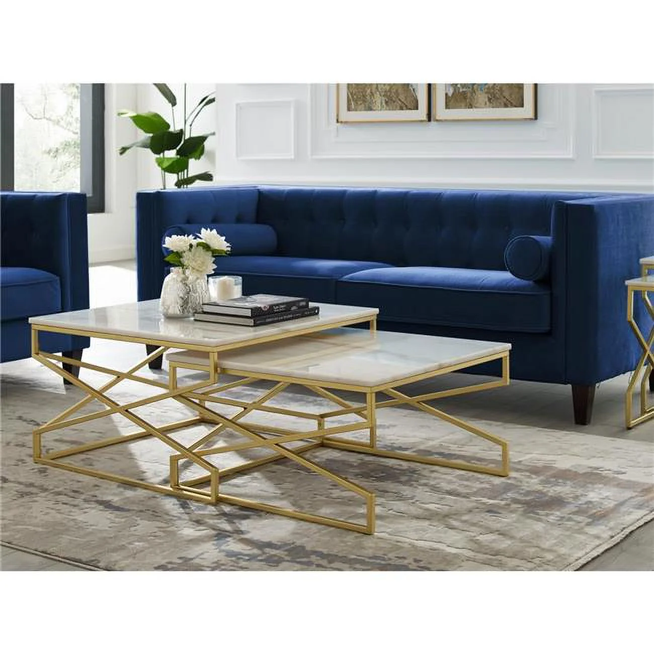 Posh Living CT132-24WG-UE Navarro Coffee Table, Gold