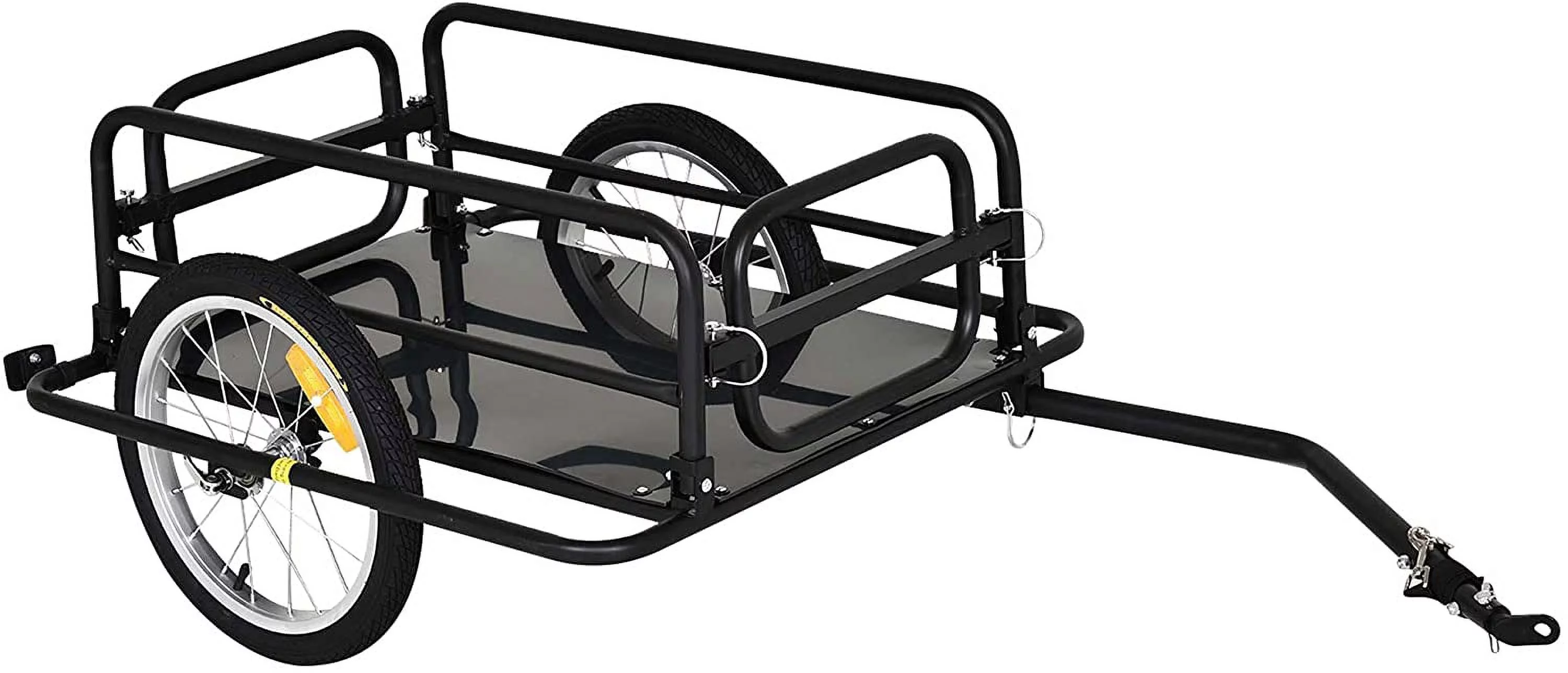 Wanderer Folding Bicycle Bike Cargo Storage Cart and Luggage Trailer with Hitch - Black