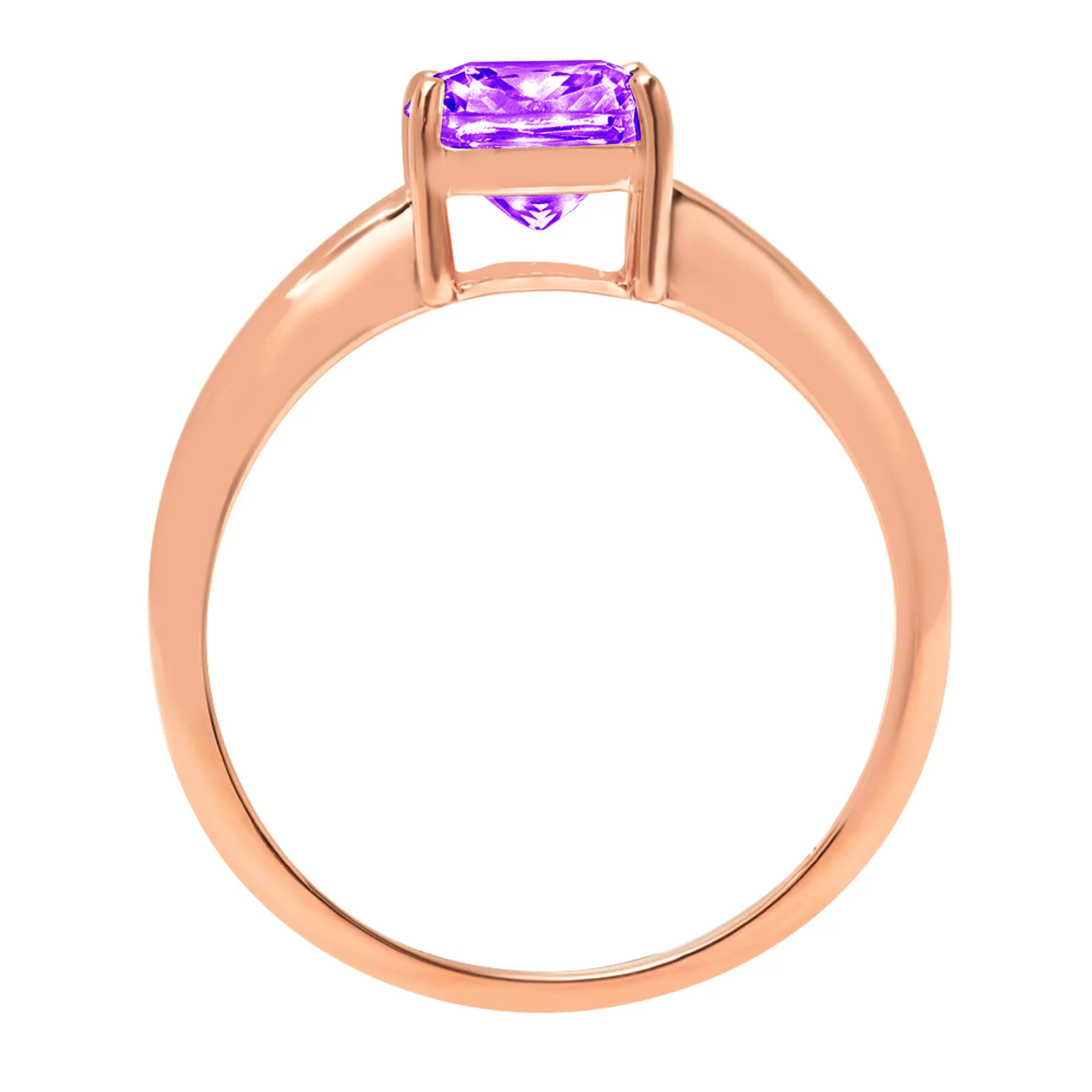 2.5ct Cushion Cut Purple Natural Amethyst 14k Pink Rose Gold Engraving Statement Anniversary Engagement Wedding Solitaire Ring Size 3.5