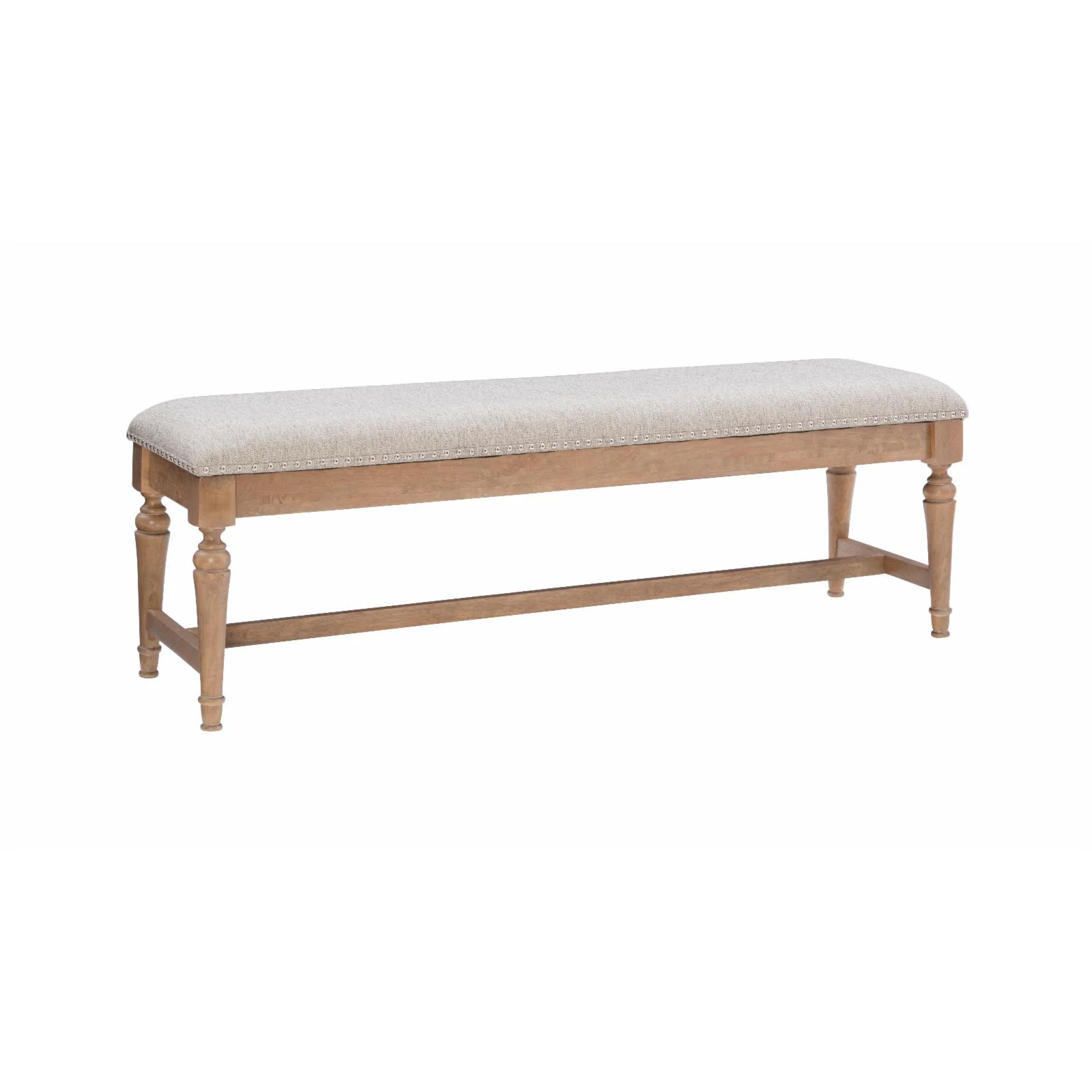Powell Hayes Bench - Natural with Natural Linen Fabric