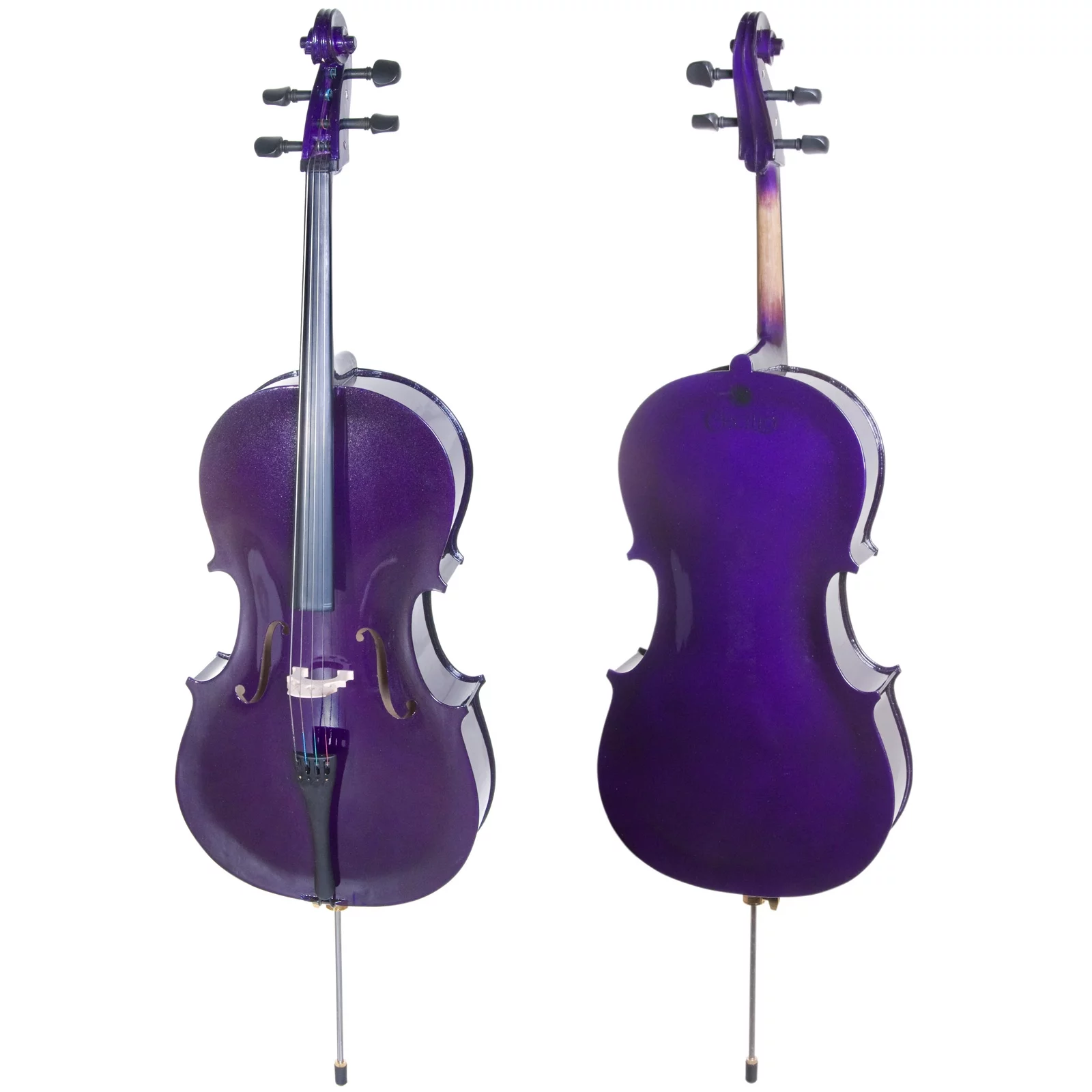 Cecilio Full Size 4/4 CCO-Purple Student Cello, Stand, Extra Set Strings, Bow, Rosin, Bridge & Soft Case
