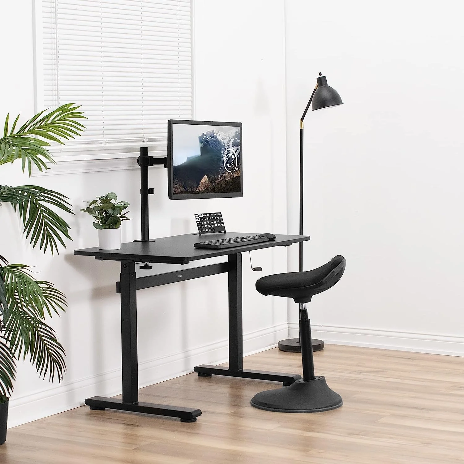Standing Desk with Frame and Solid One-Piece Table Top, Height Adjustable, 43 x 24 inch
