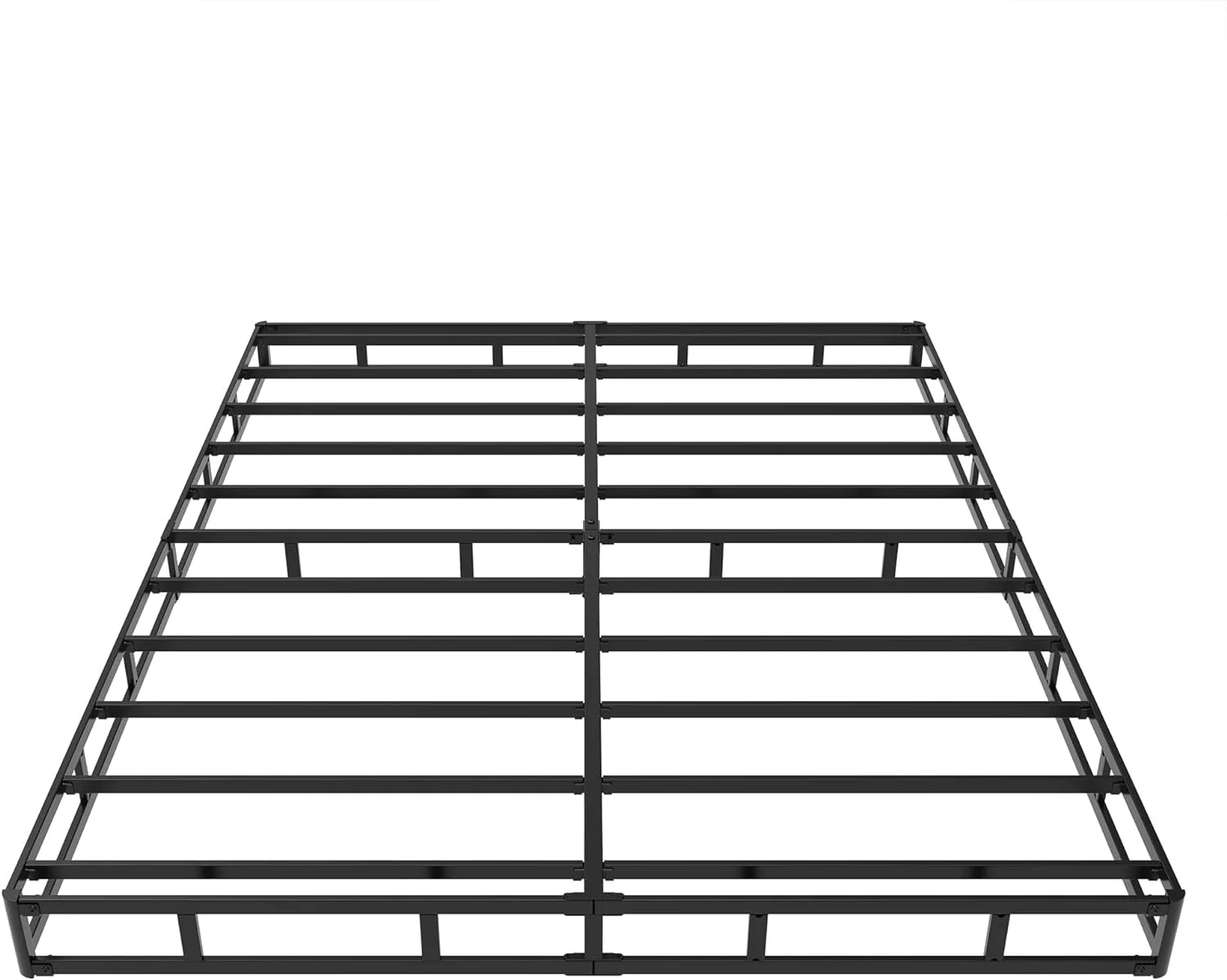 Queen Box Spring 4 Inch Low Profile, Heavy Duty Metal Box Spring Bed Base with Fabric Cover, Mattress Foundation, Easy Assembly, Noise Free, Black