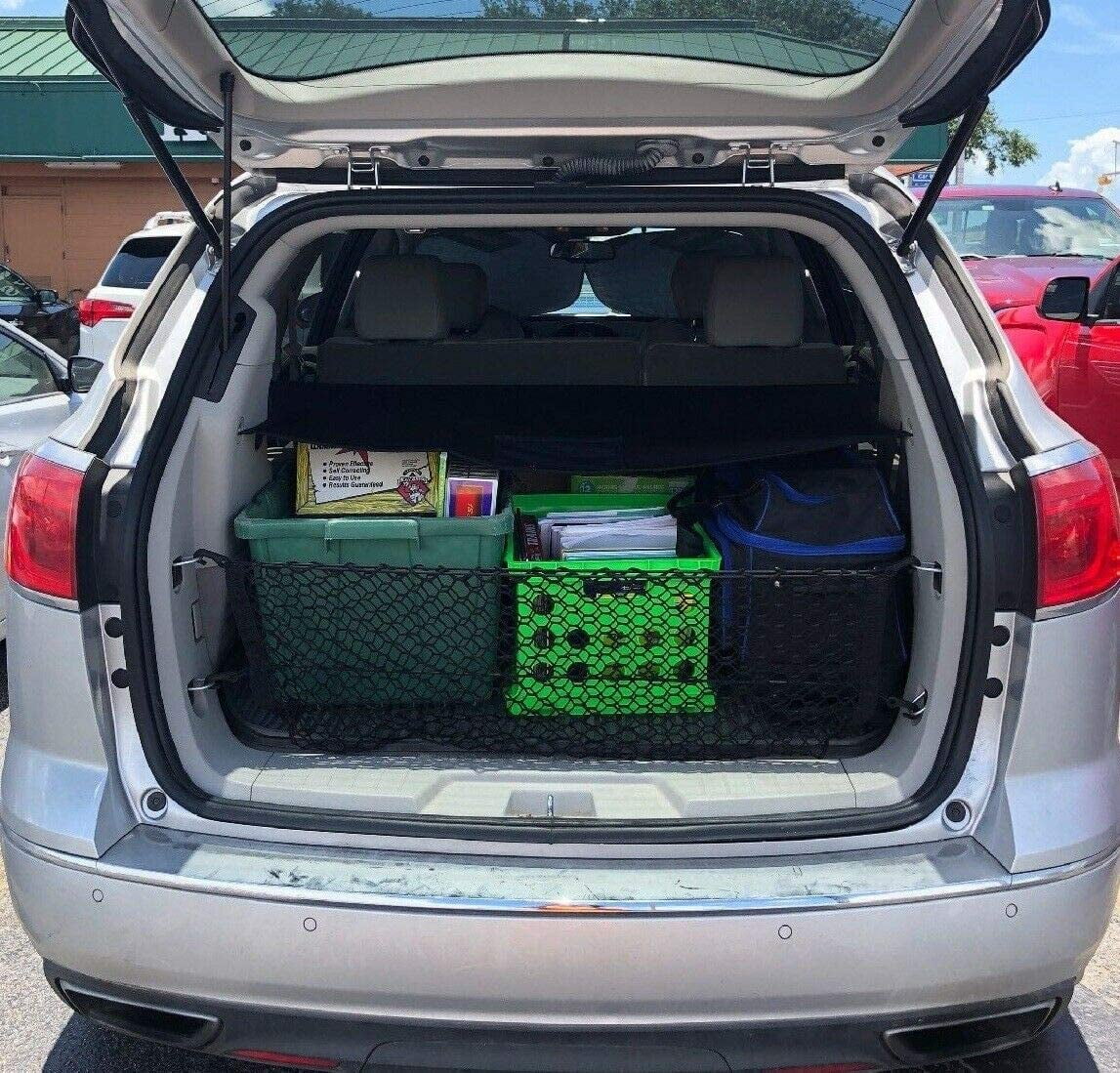 EACCESSORIES EA Trunk Organizer Cargo Net for Buick Enclave 2008-2017 – Envelope Style Cargo Net – Premium Mesh Elastic Car Trunk Organizer Vehicle Carrier Storage – Compatible with Buick Enclave