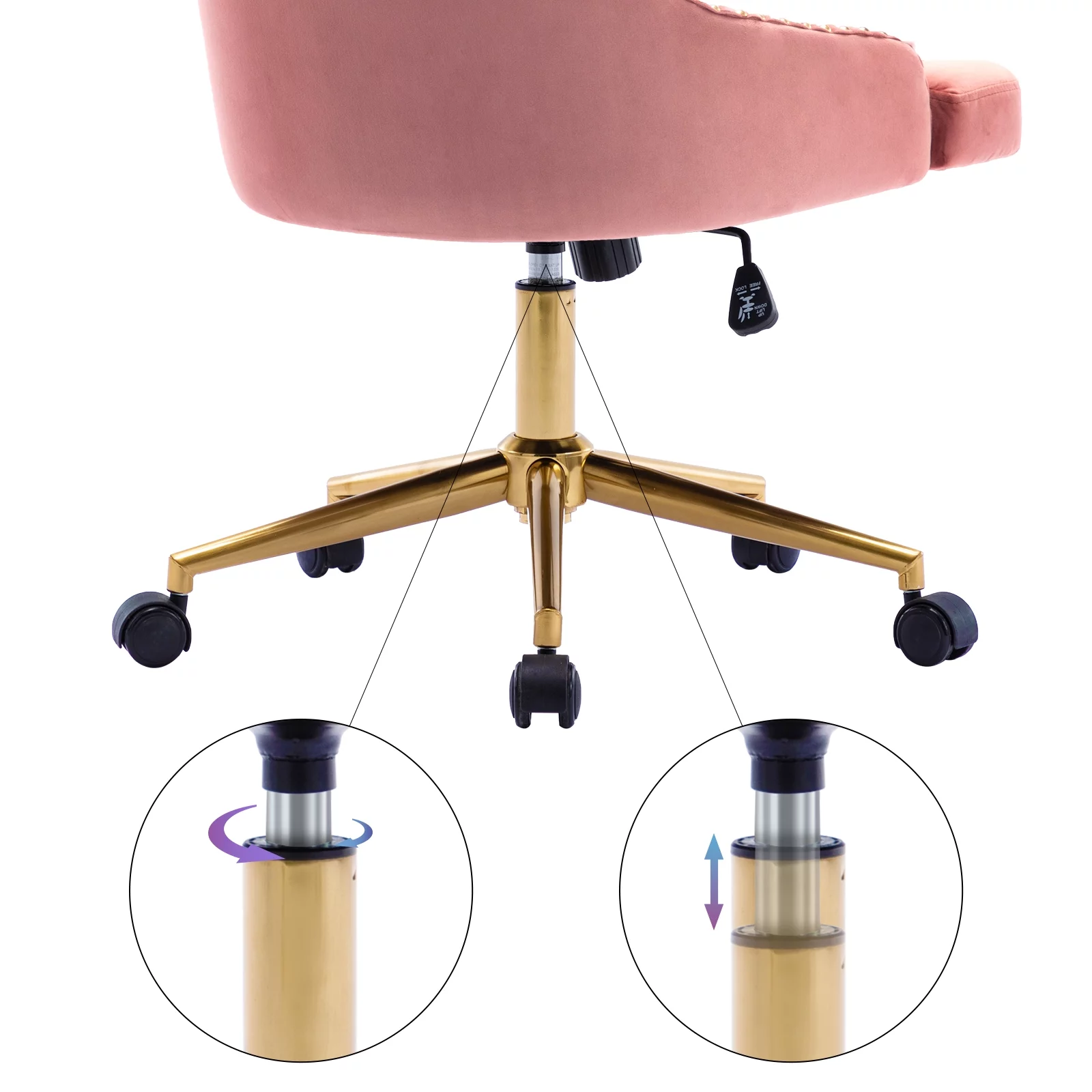 Duhome Office Chair Task Chair Velvet with Studs Pink 1 Pcs