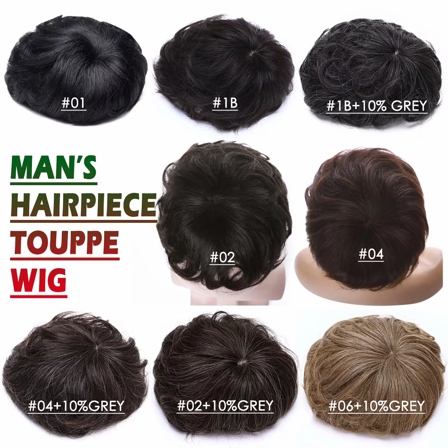 Benehair 100% Remy Human Hair Extensions Mens Hair Replacement System Toupee Hairpieces Clip in 4 Clips Black